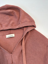 Terracotta Cotton Hooded Sweater With Ripped Details -  | dBlank
