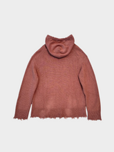 Terracotta Cotton Hooded Sweater With Ripped Details -  | dBlank