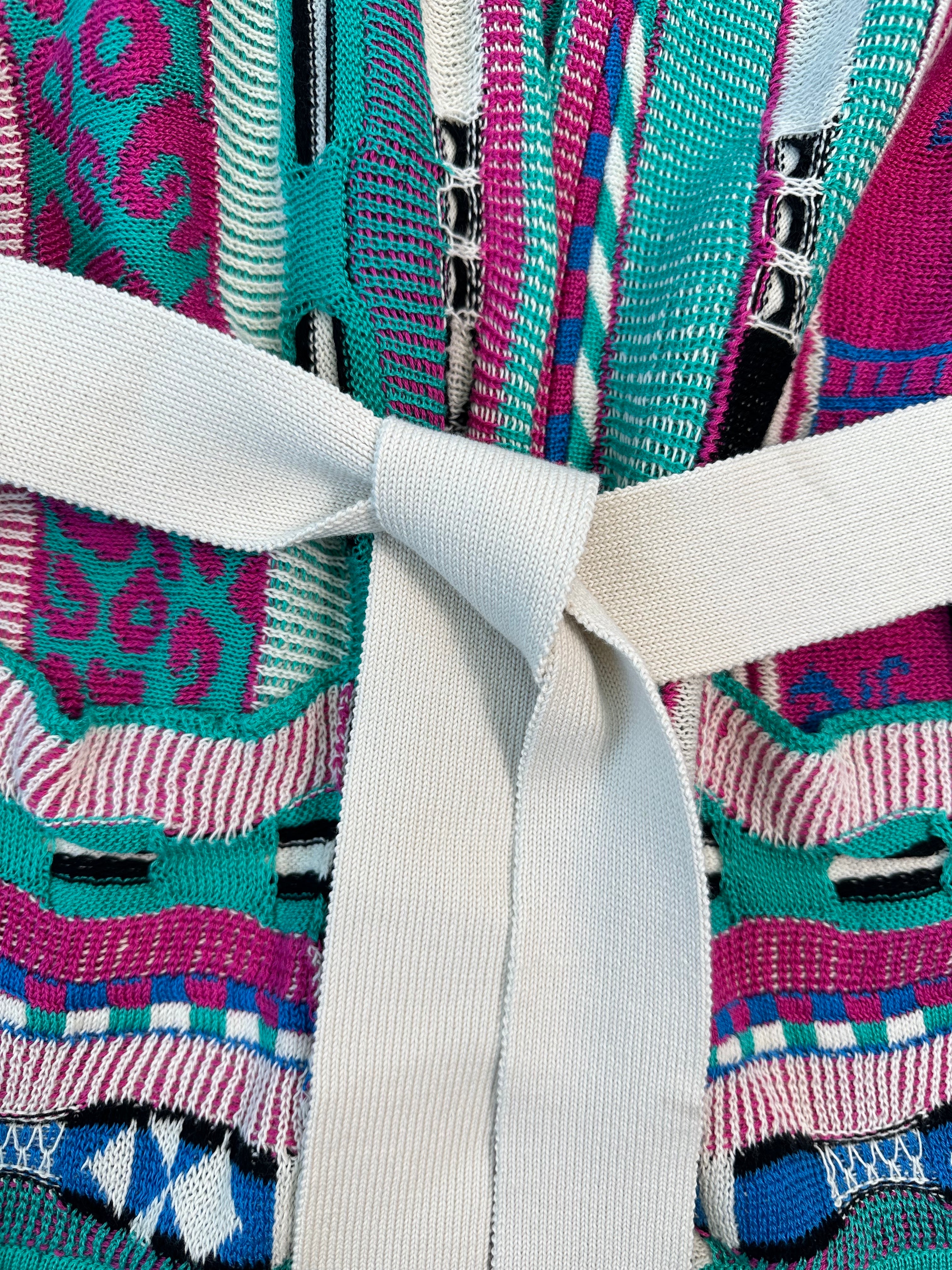 Cardigan Multicolor In Maglia Con Cintura