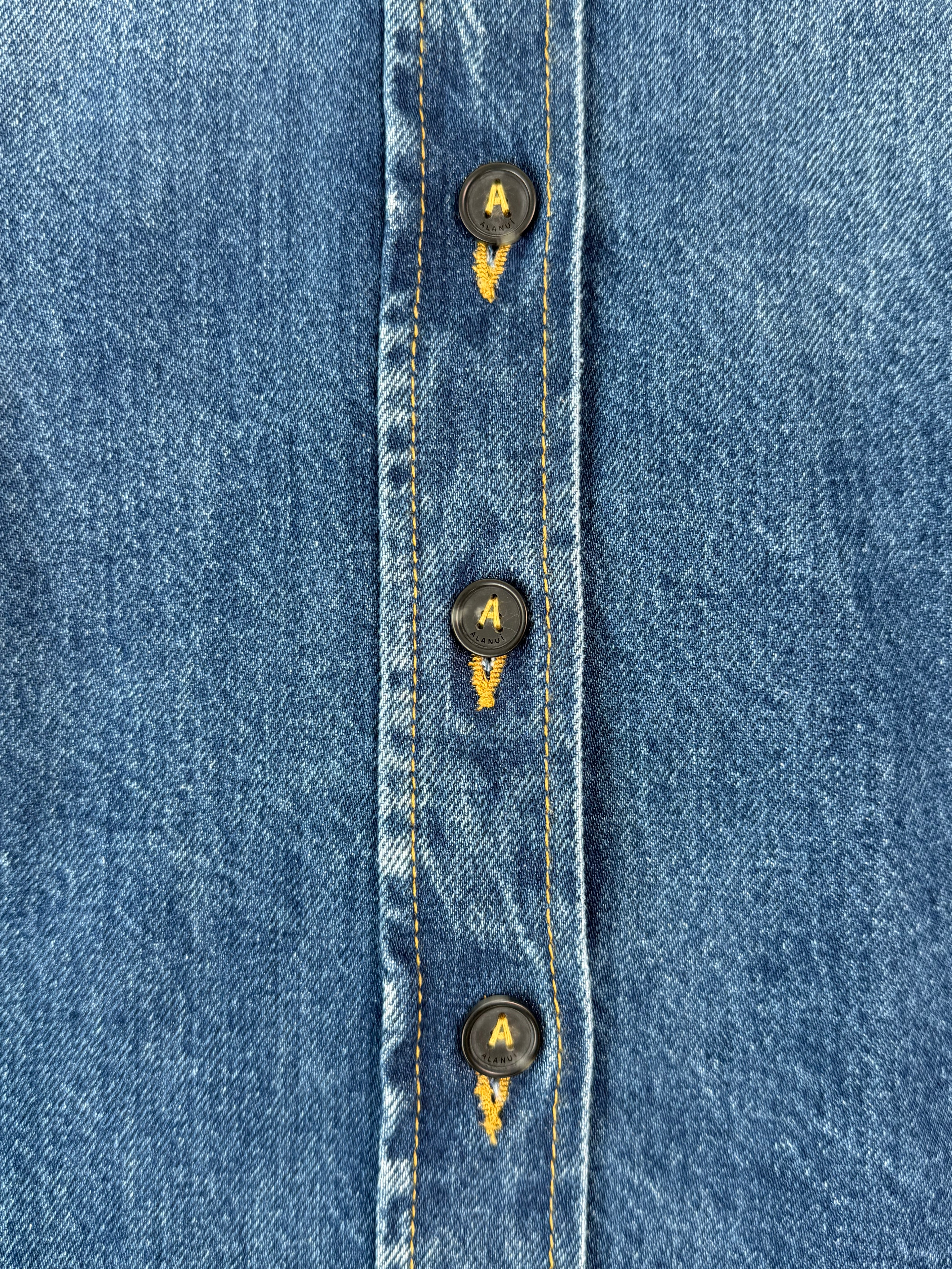 Cropped Denim Shirt With Frayed Hems