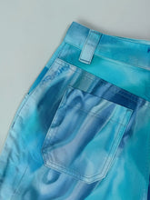 Blue Shorts With Water Print And Front Zip -  | dBlank