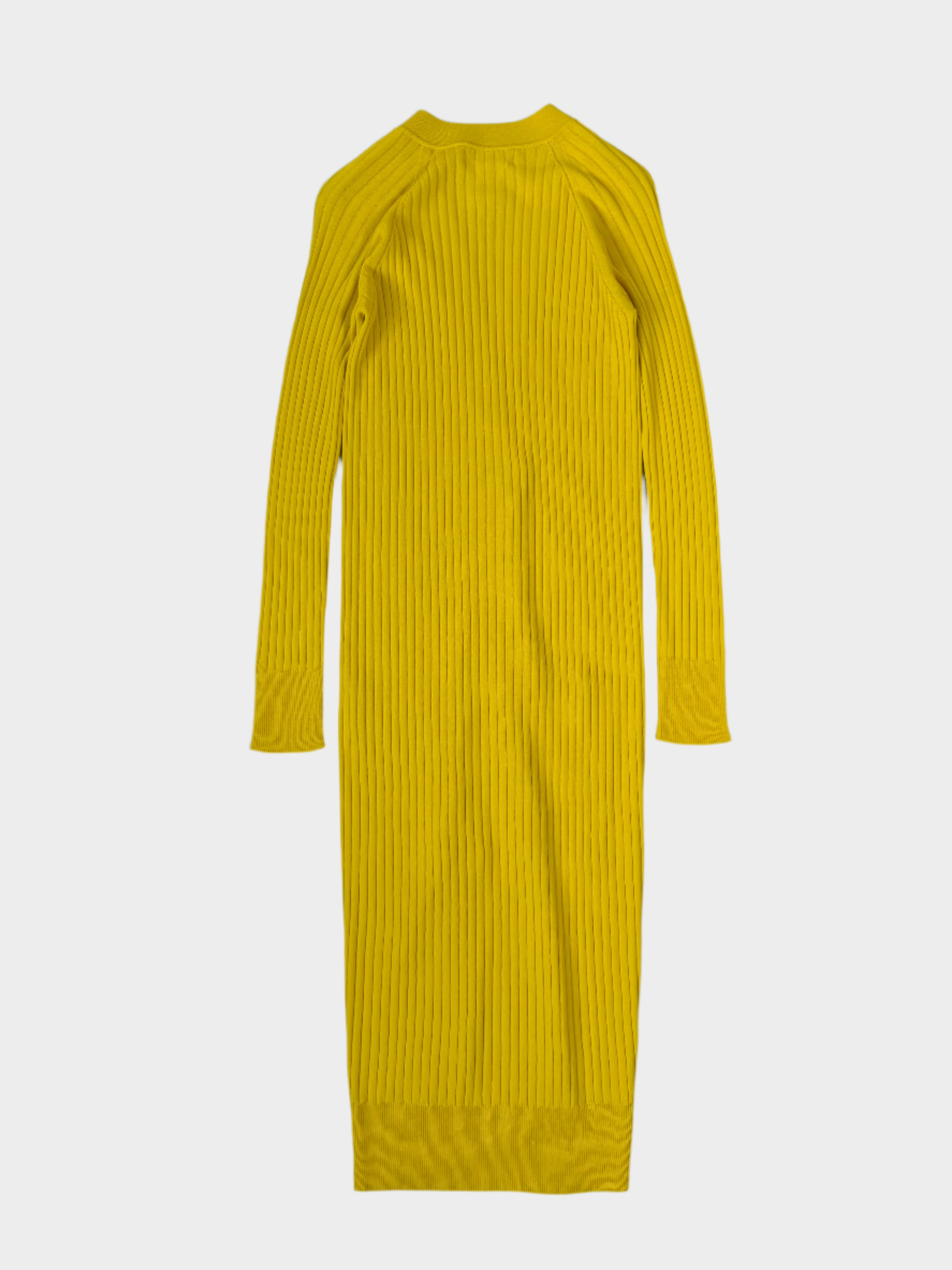 Cardigan Lungo In Maglia Giallo A Coste