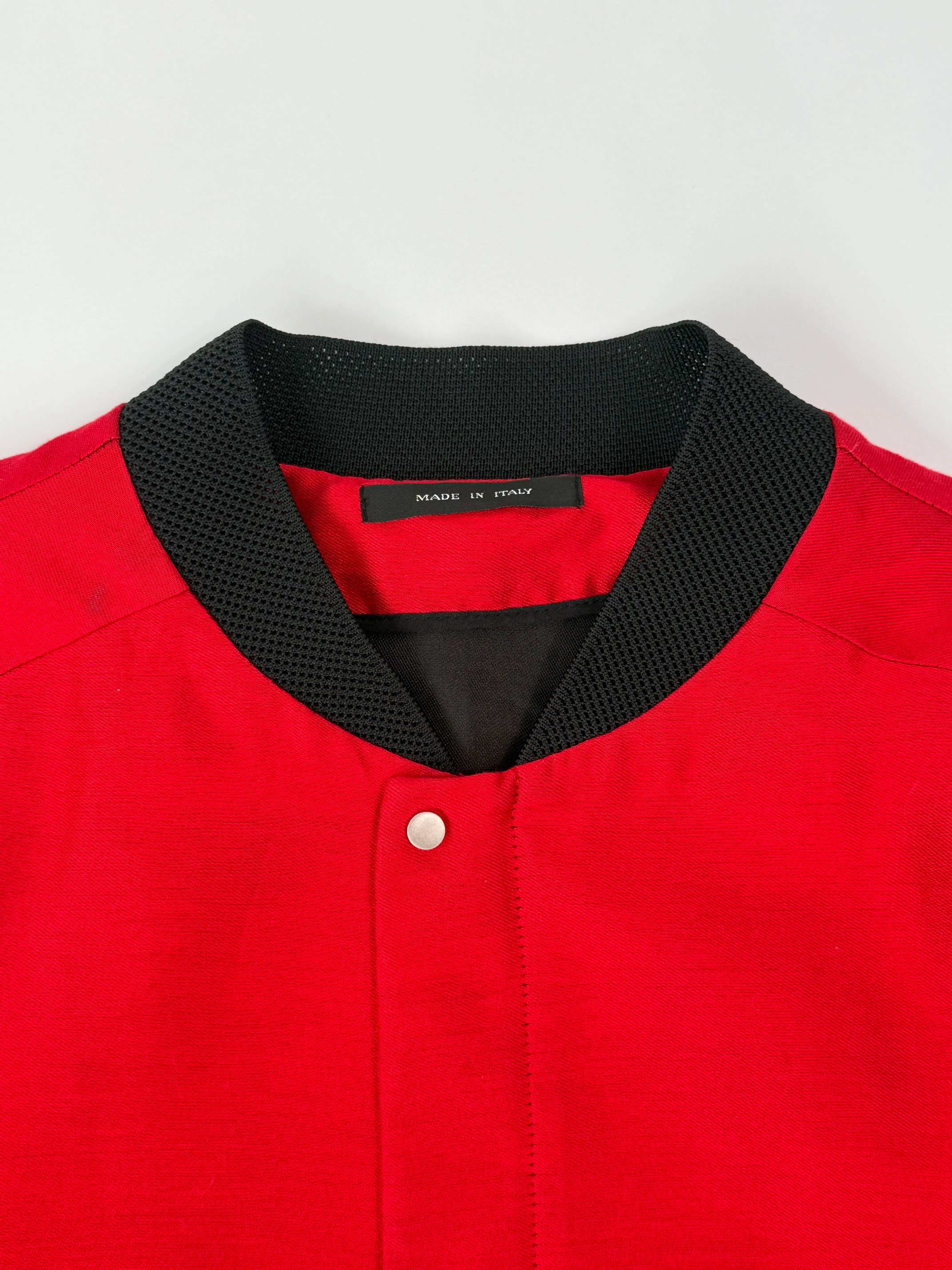 Bomber Leggero In Cotone Rosso Con Stampa Floreale