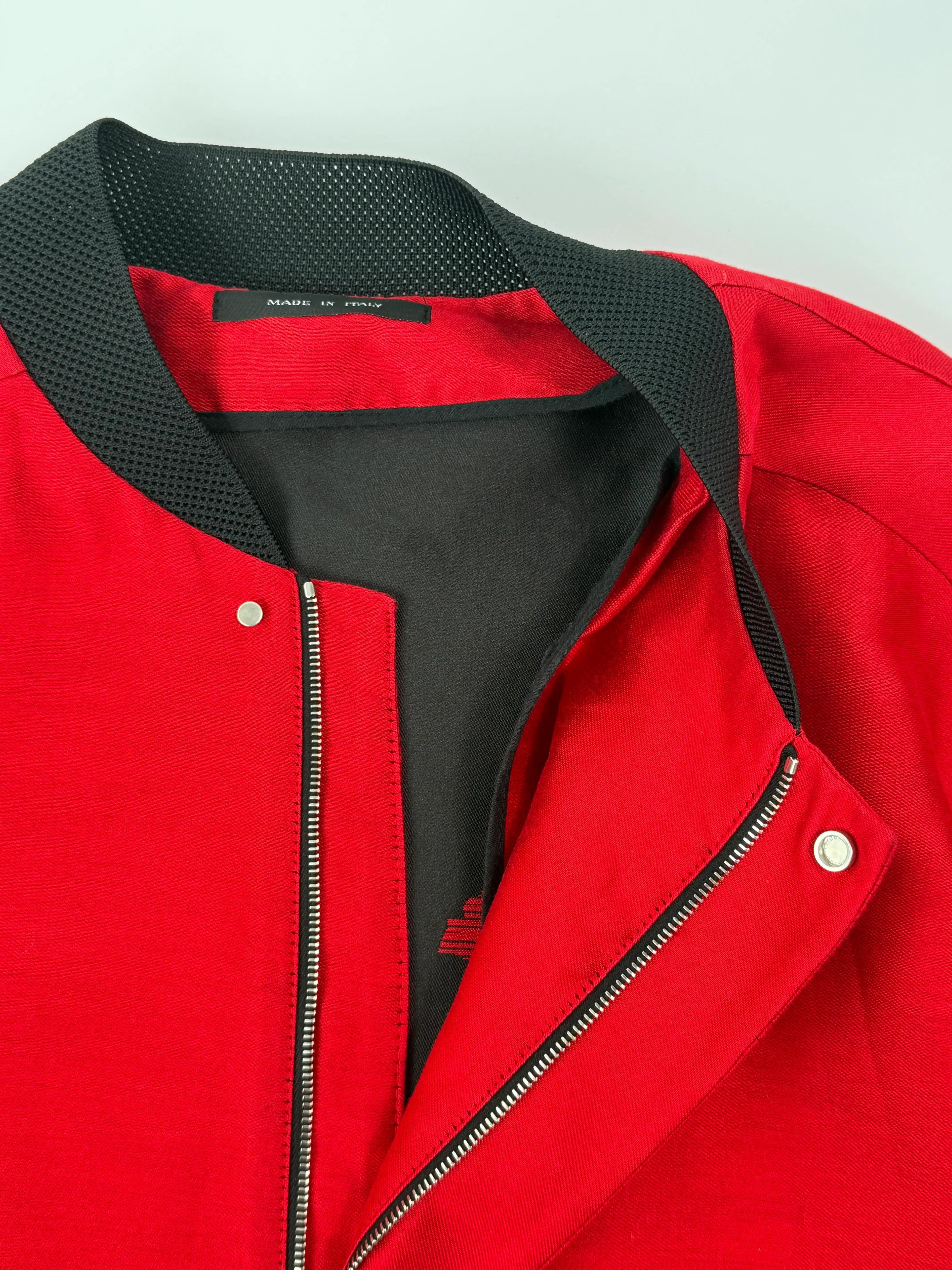 Bomber Leggero In Cotone Rosso Con Stampa Floreale
