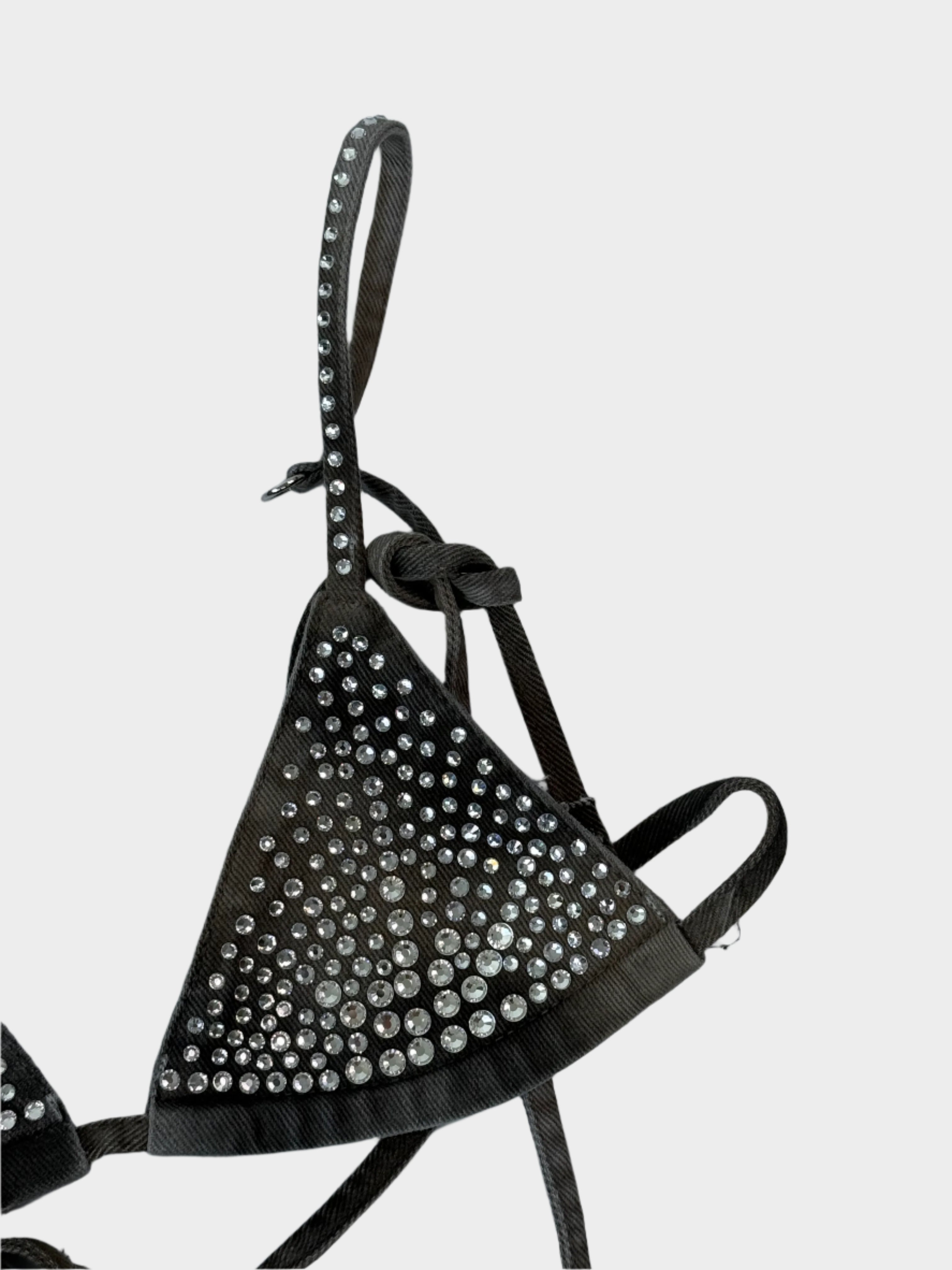 Top Triangolo Grigio Con Cristalli