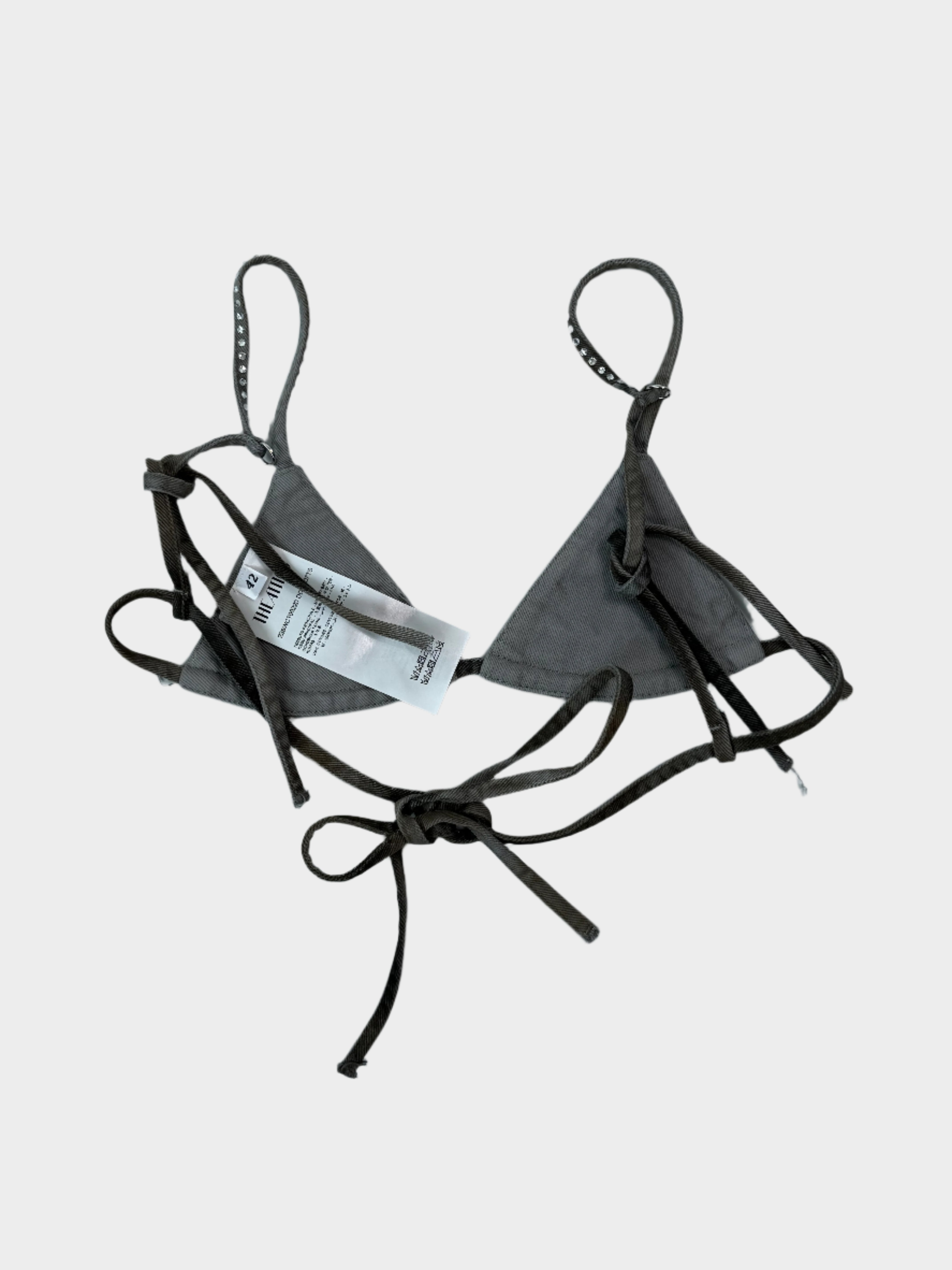 Top Triangolo Grigio Con Cristalli