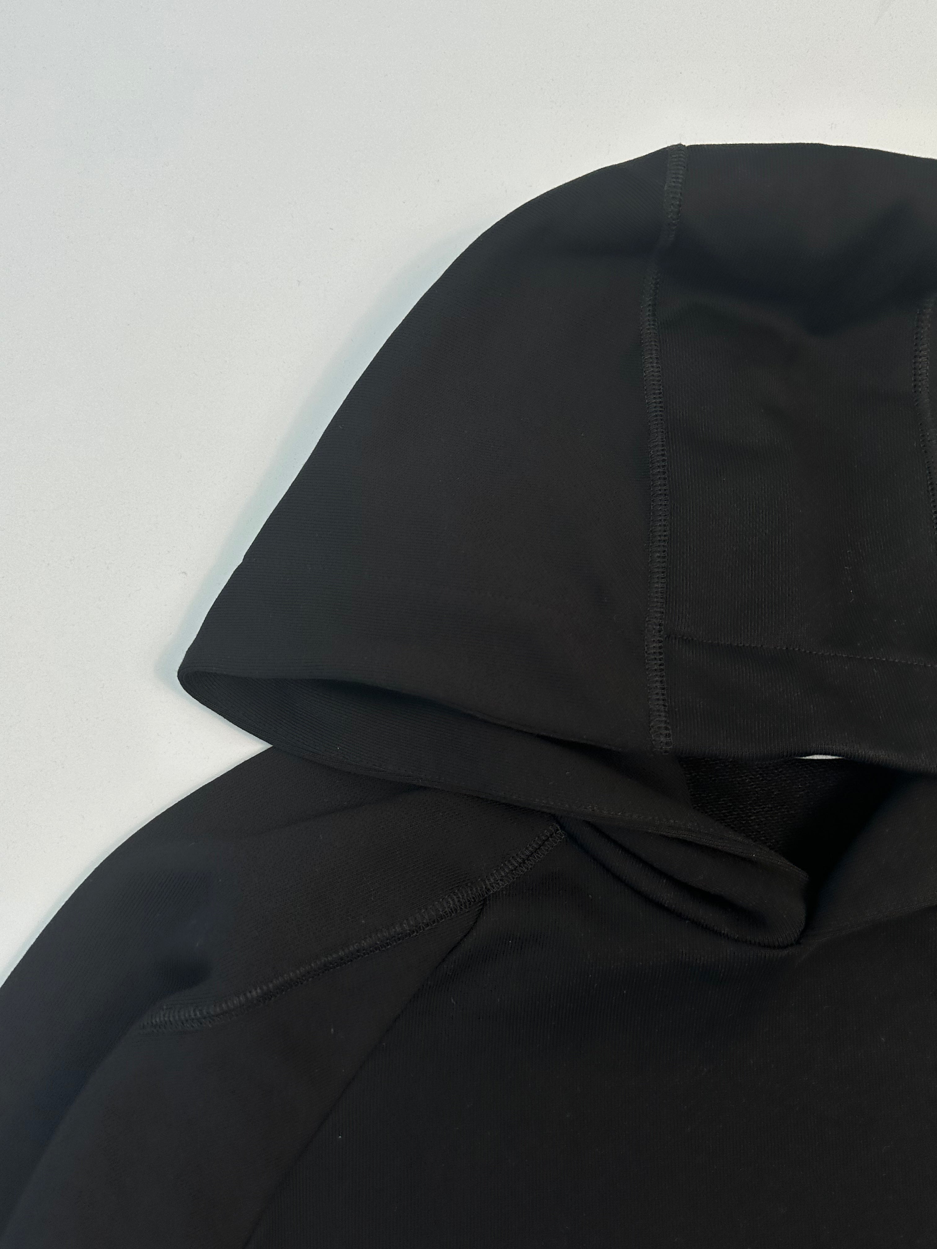 Felpa Nera Con Raglan E Cappuccio Con Logo Stampato