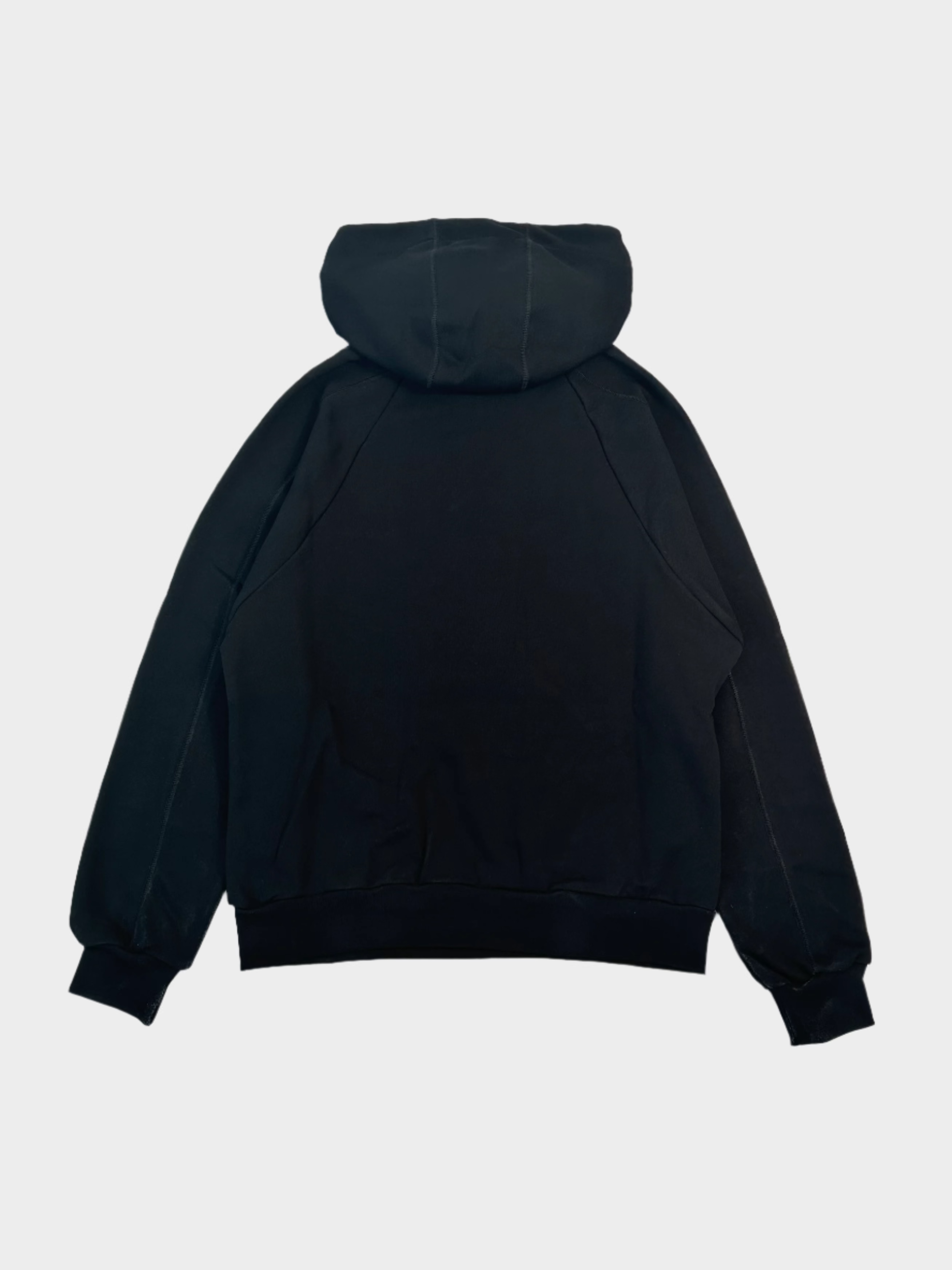 Felpa Nera Con Raglan E Cappuccio Con Logo Stampato