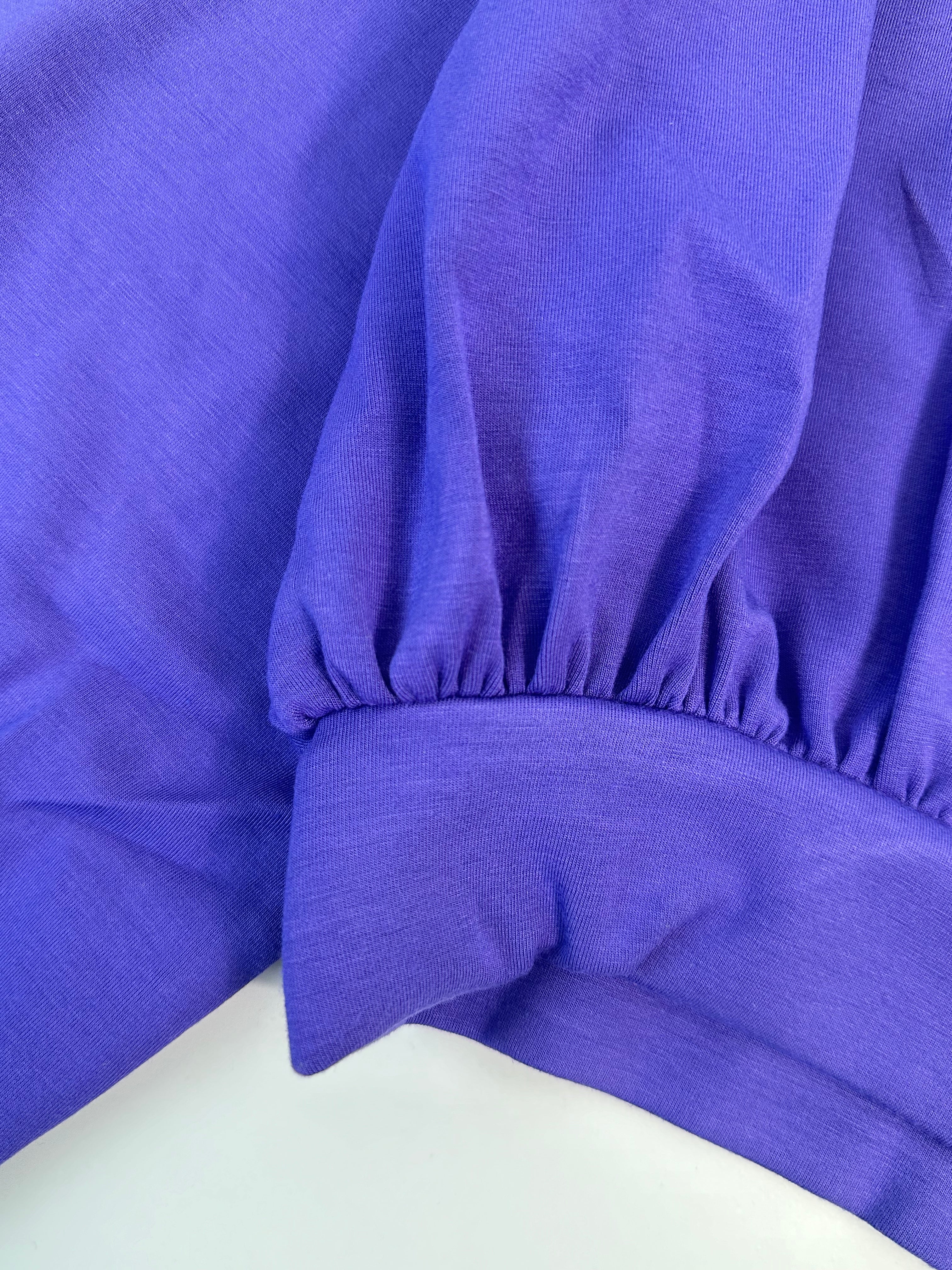 Cropped Crewneck Sweatshirt With Puff Sleeves