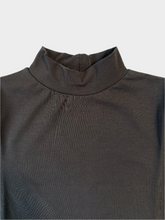 Brown Bi-Elastic Turtleneck Crop Top With Half Sleeve -  | dBlank