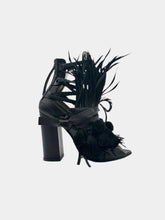Block Heel Shoes With Feathers -  | dBlank