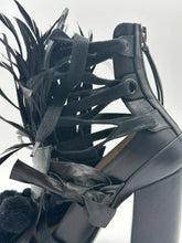 Block Heel Shoes With Feathers -  | dBlank