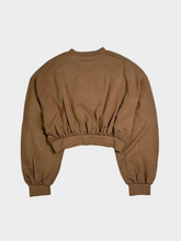 Felpa Cropped Girocollo Con Maniche A Sbuffo -  | Qlhype