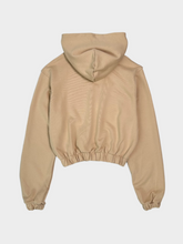 Cropped Hoodie With Ruffled Hem -  | dBlank