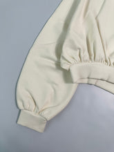 Cropped Crewneck Sweatshirt With Puff Sleeves -  | dBlank