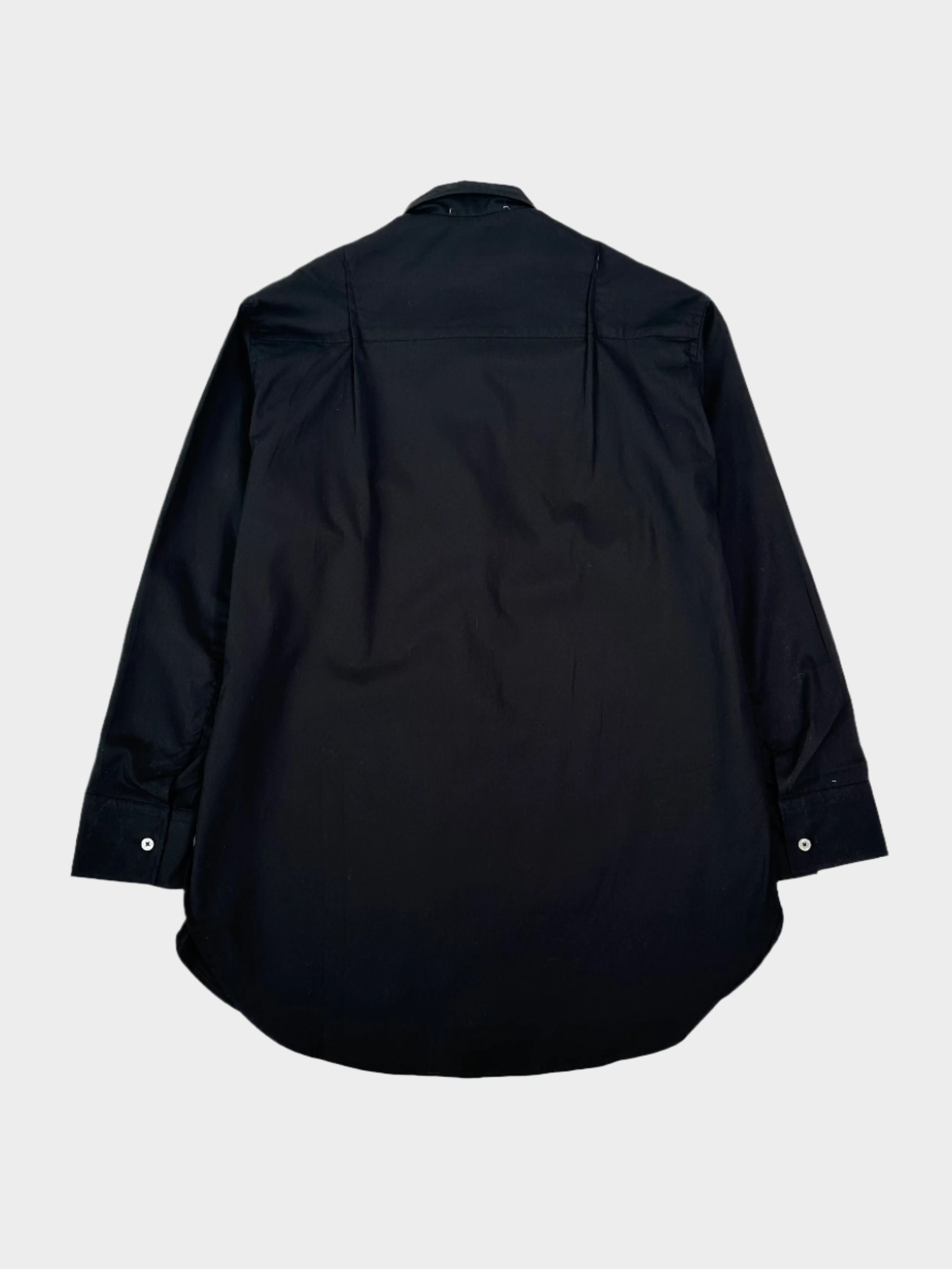 Camicia Over In Cotone Nero Con Etichetta Sul Polso
