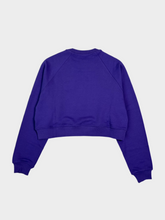 Purple Crewneck Crop Sweatshirt With Tone On Logo -  | dBlank