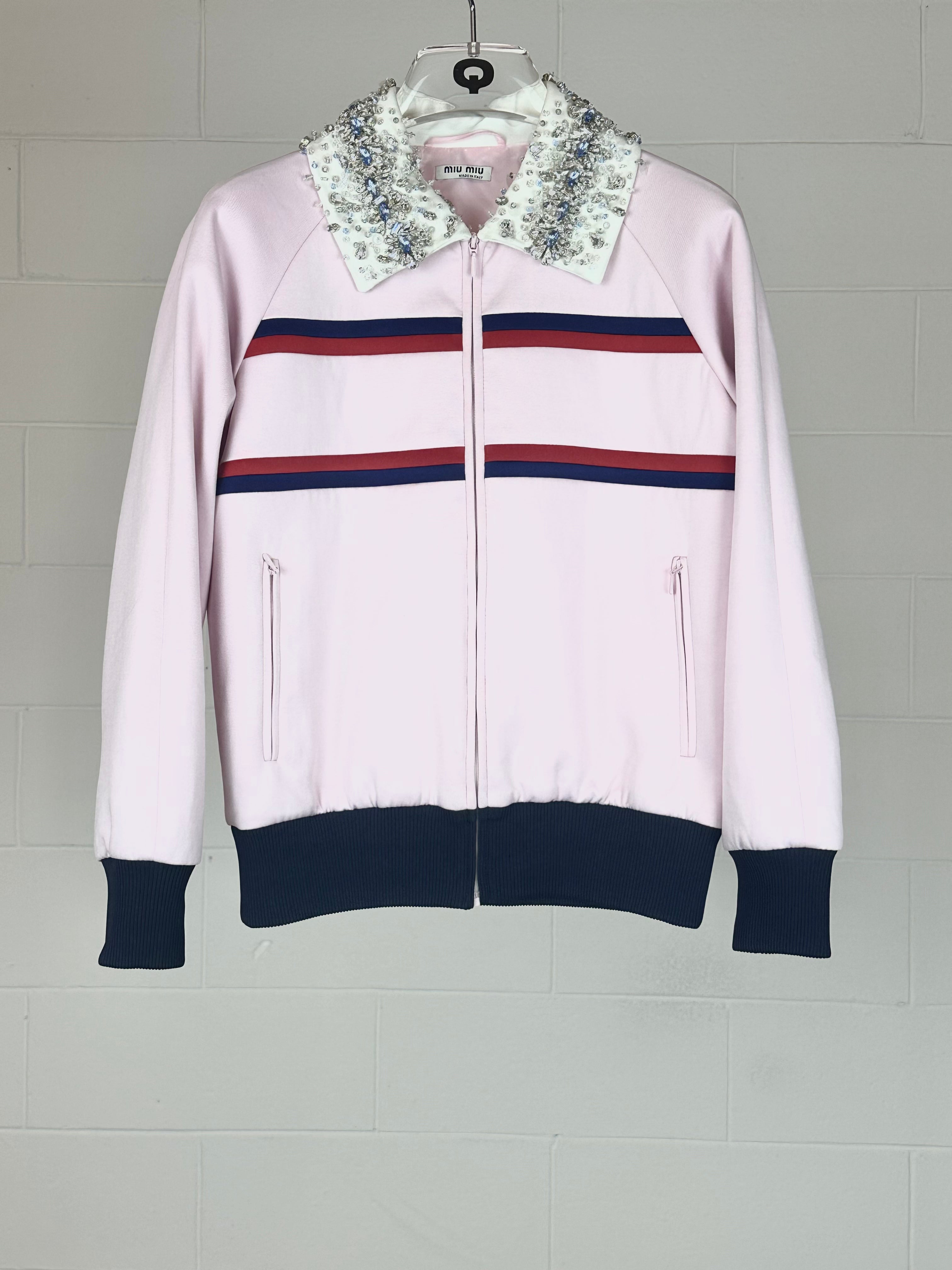 Pink Jacket With Crystals On Collar