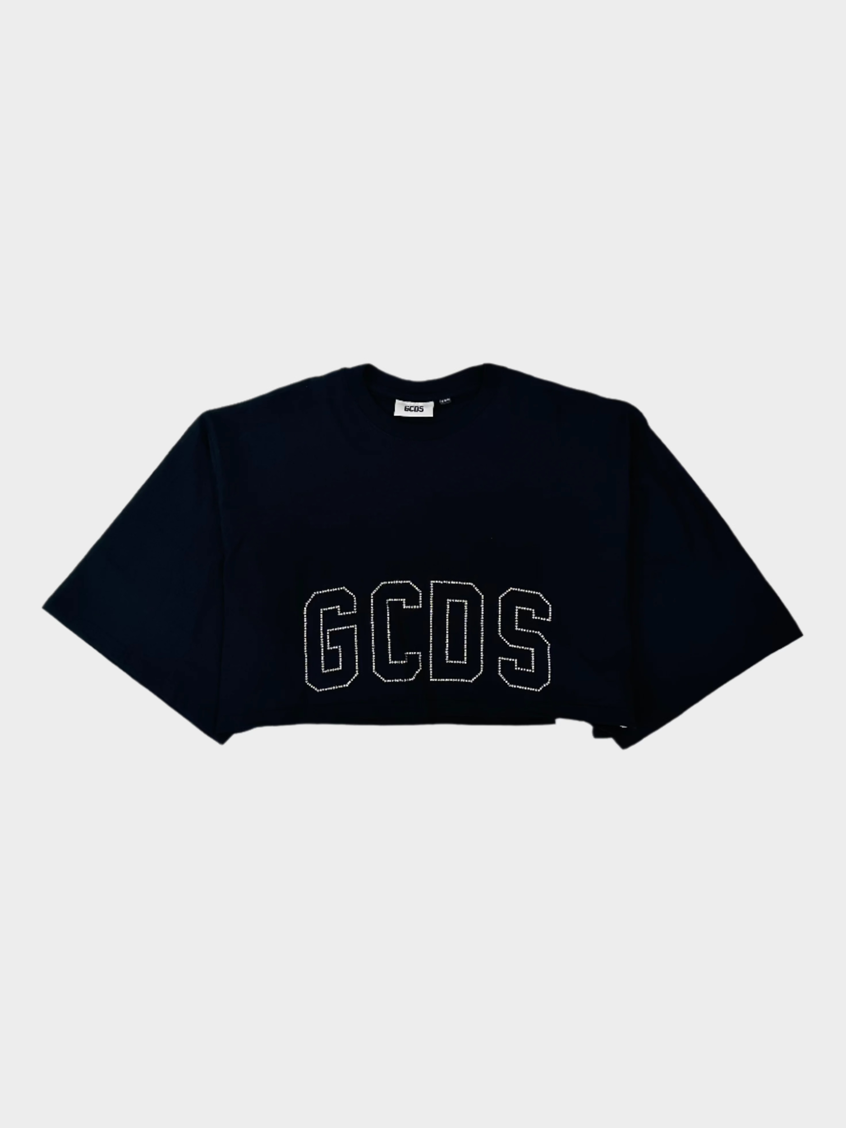 Crop T-Shirt Nera Con Logo Bling