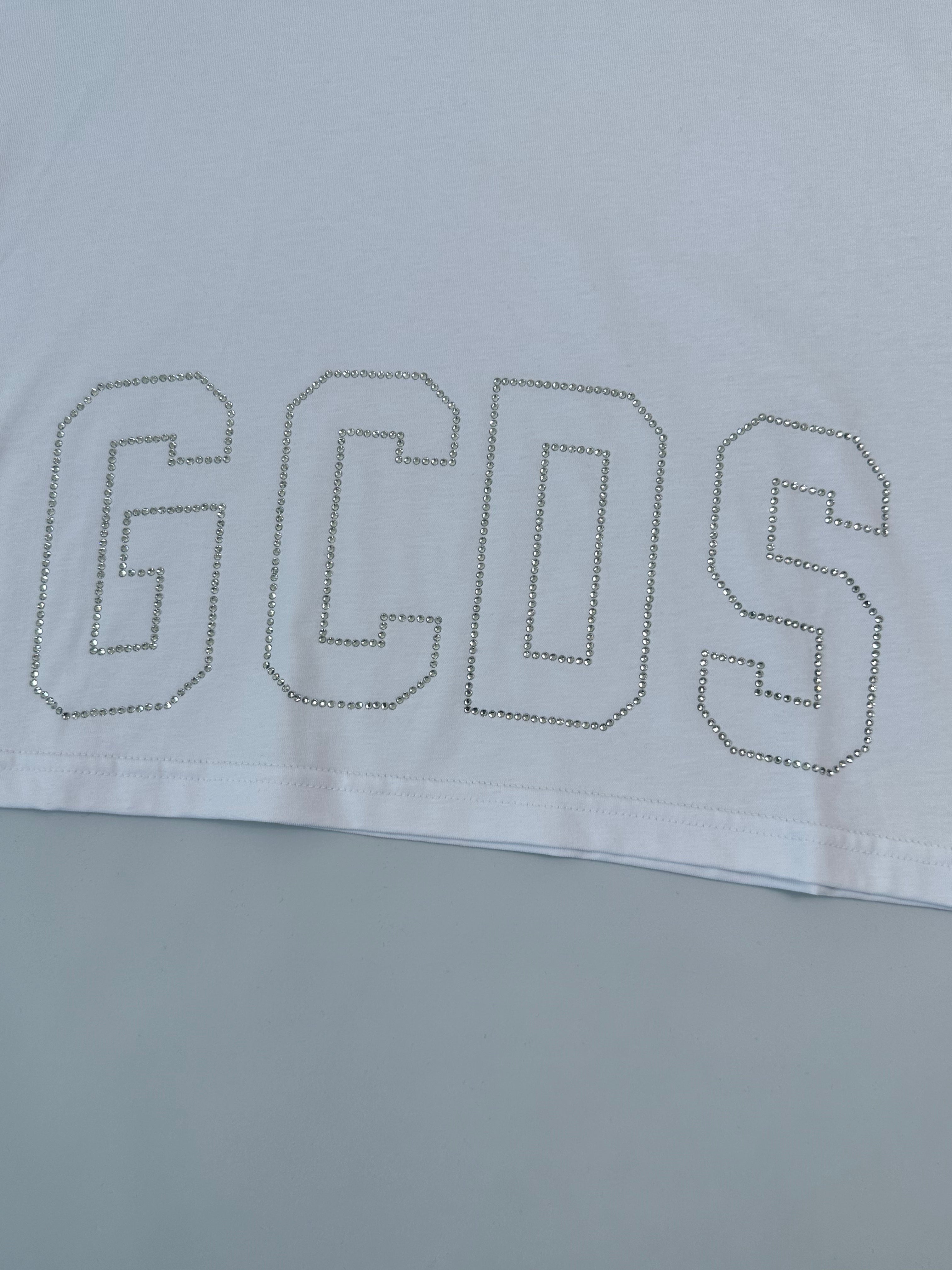 Crop T-Shirt Bianca Con Logo Bling