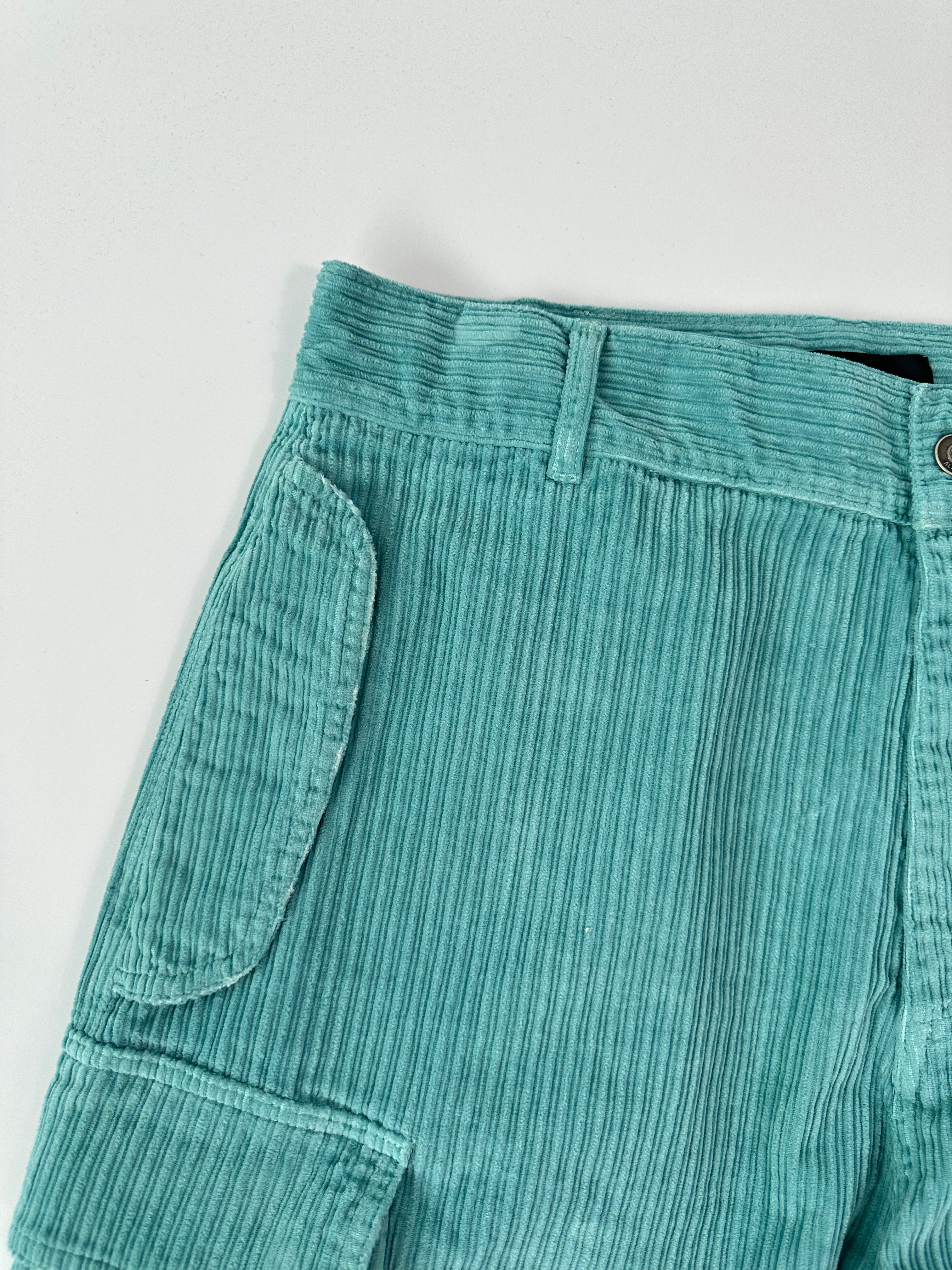 Pantaloni Cargo In Velluto A Coste Verde Acqua