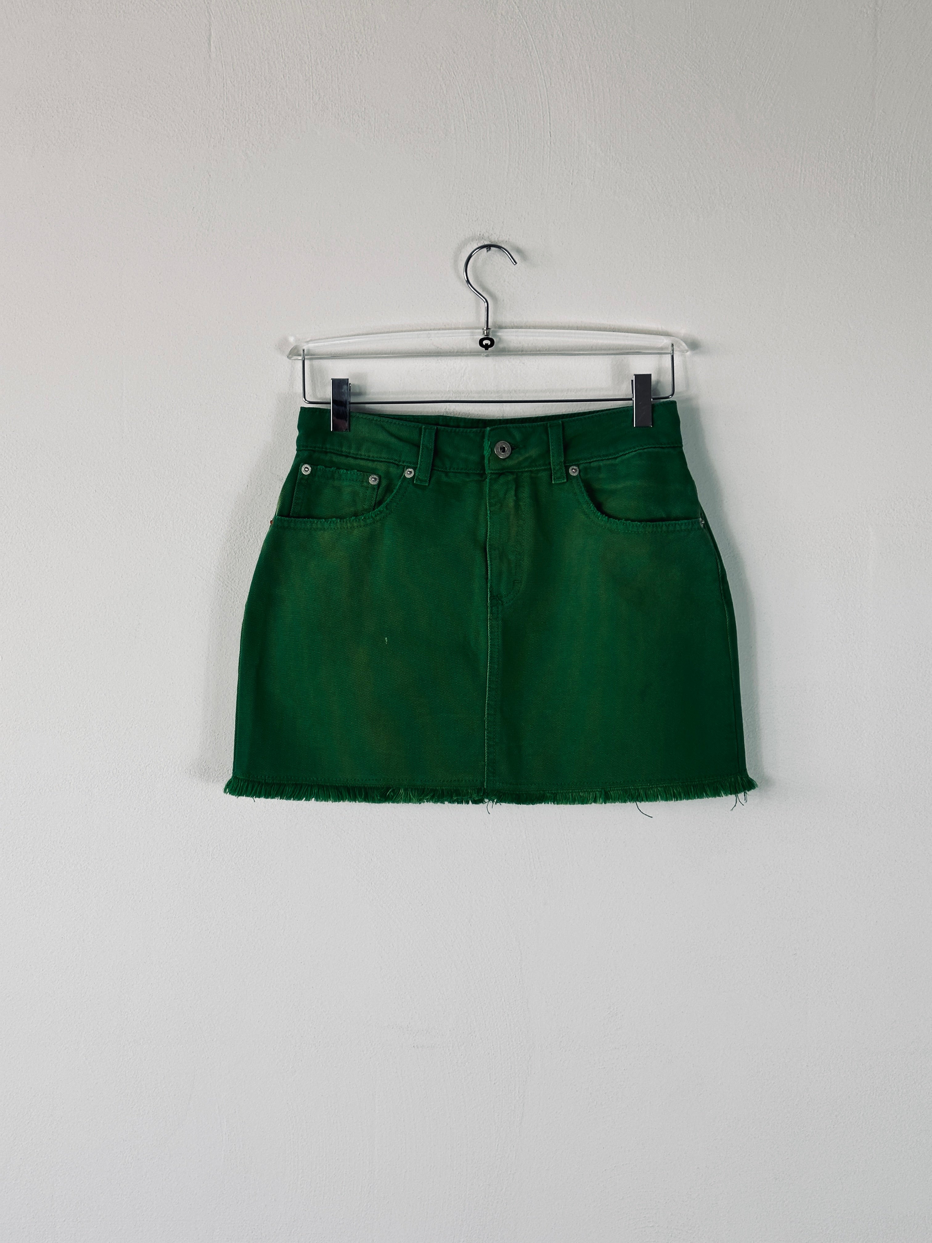 Distressed Canvas Miniskirt