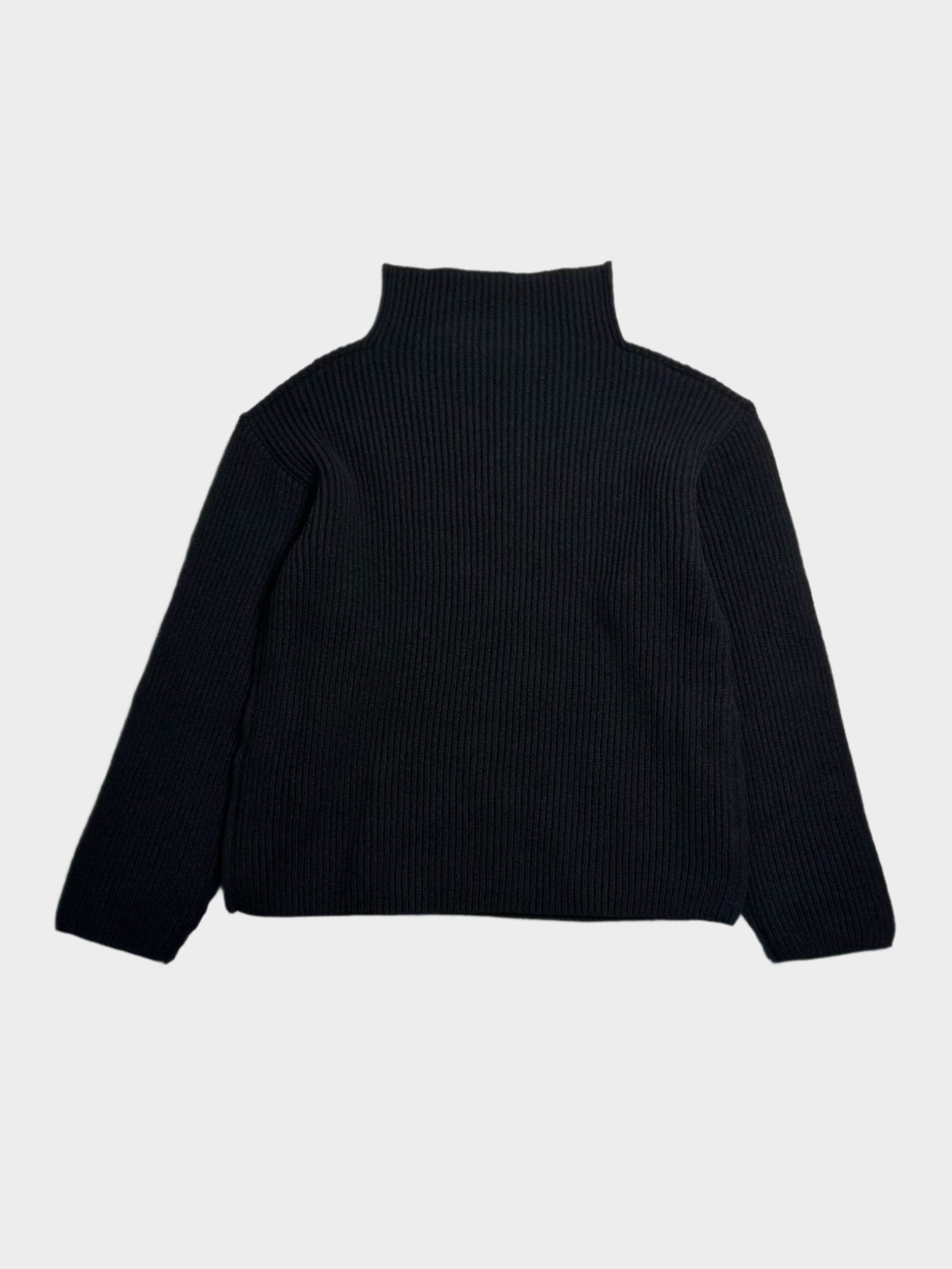 Black Virgin Wool Sweater With Visible Stitching