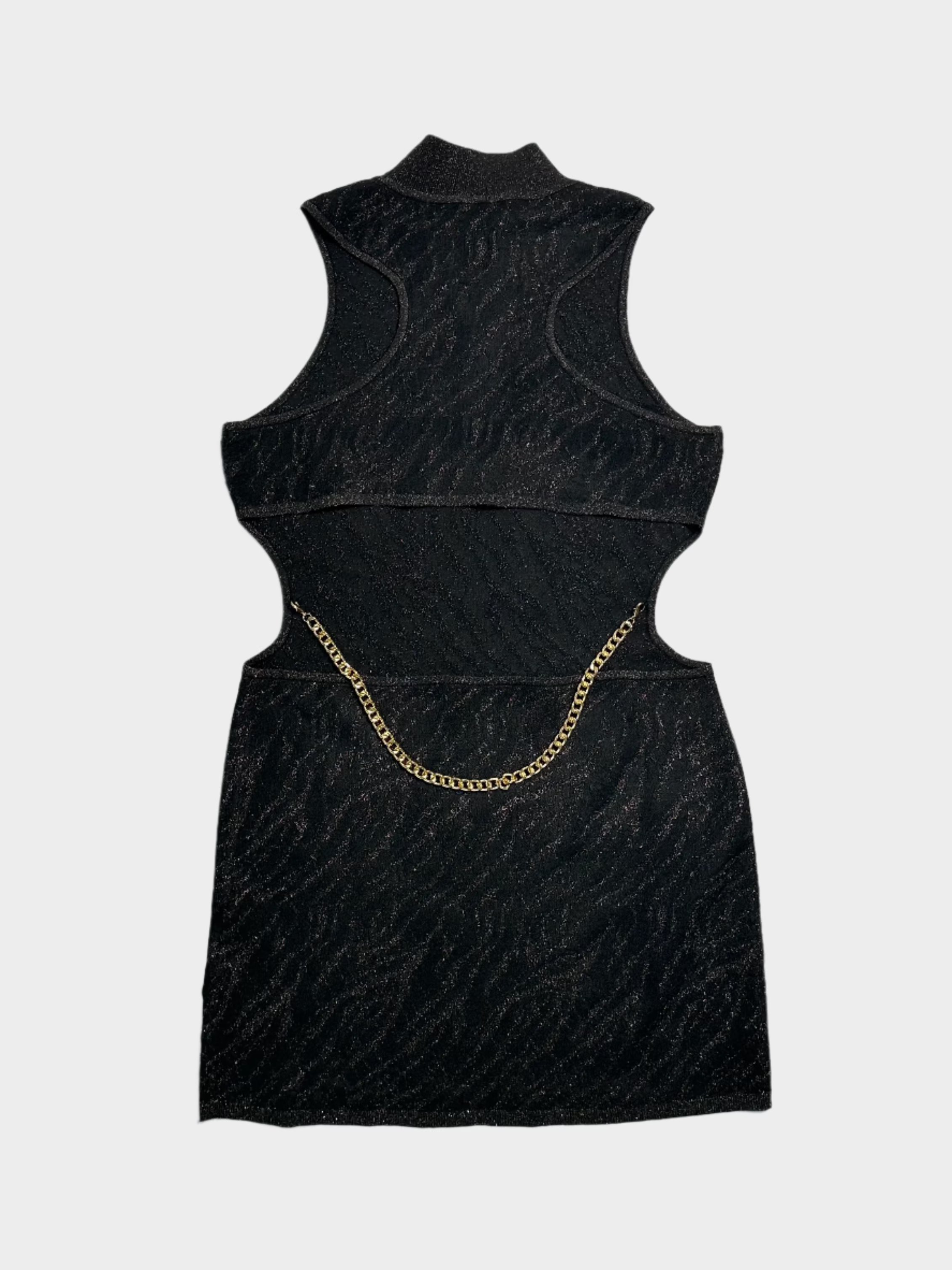 Abito Tippi Dress Nero Con Fantasia Lurex Oro
