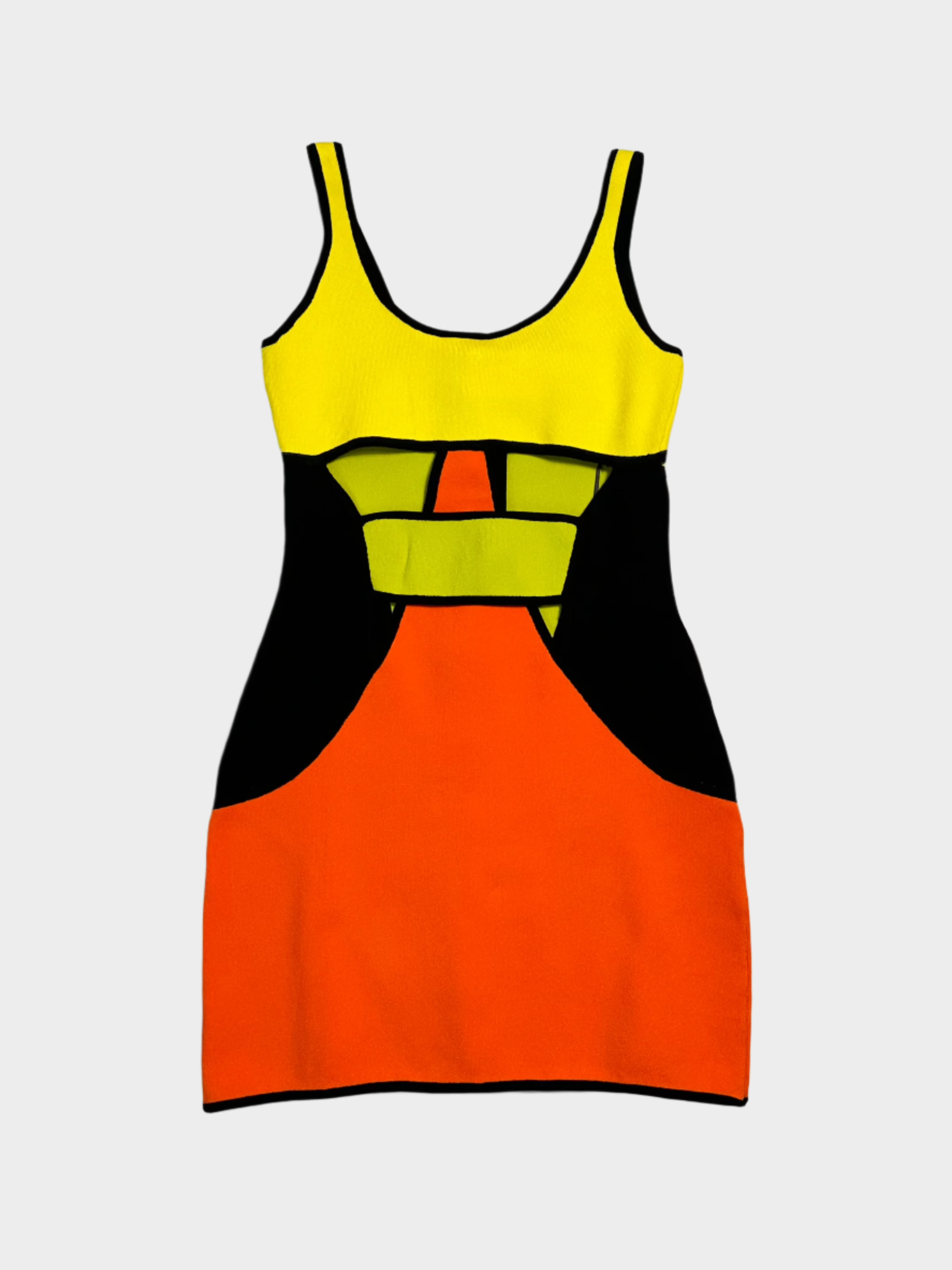 Abito Corto Color Block Con Zip Frontale E Schiena Scoperta