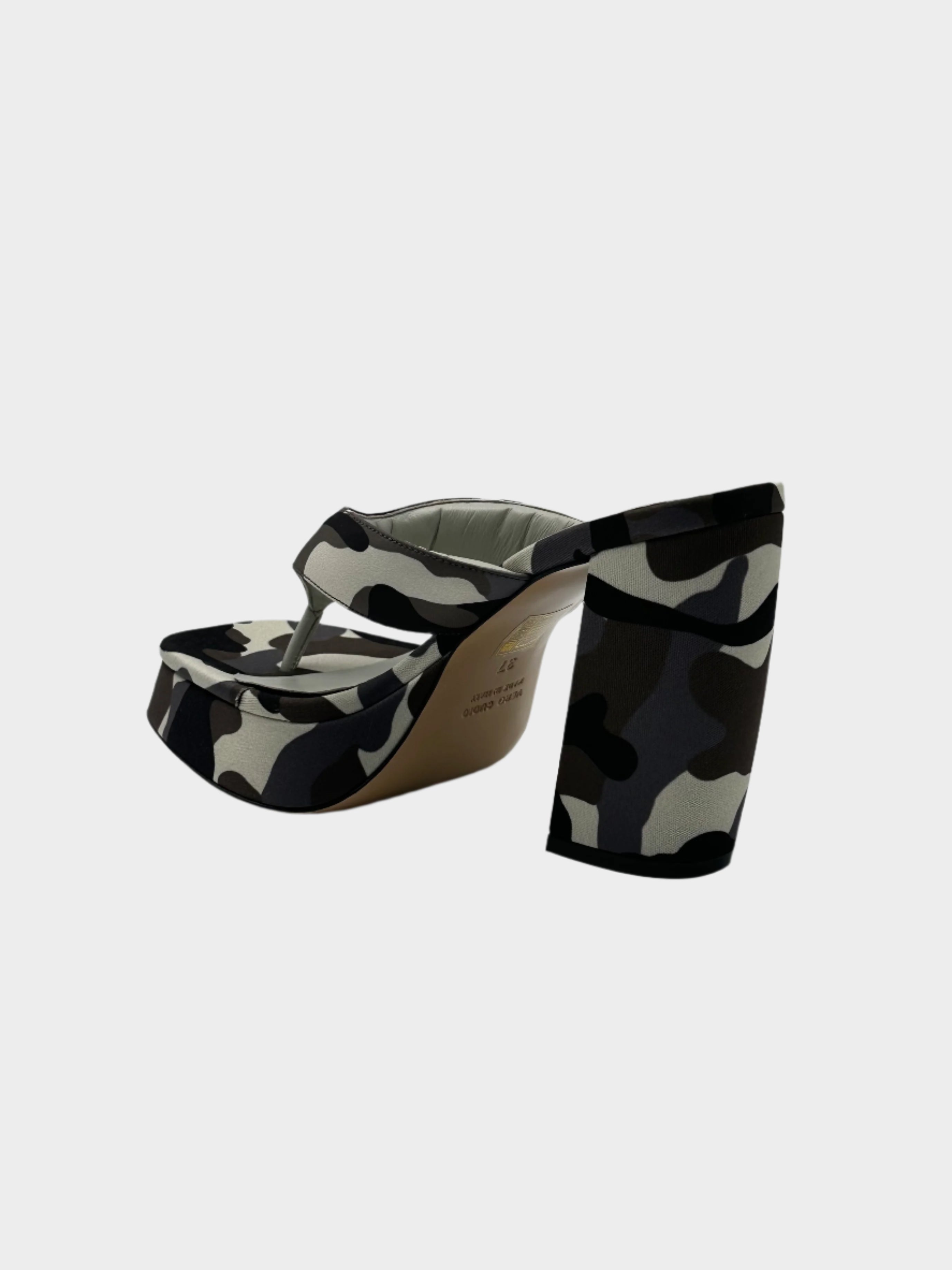 Camouflage Pattern Platform Block Heel Sandals