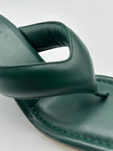 Green Leather Flip Flop Sandals With Sculptural Heel -  | dBlank