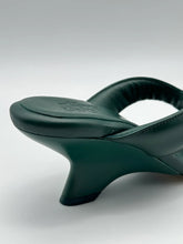 Green Leather Flip Flop Sandals With Sculptural Heel -  | dBlank