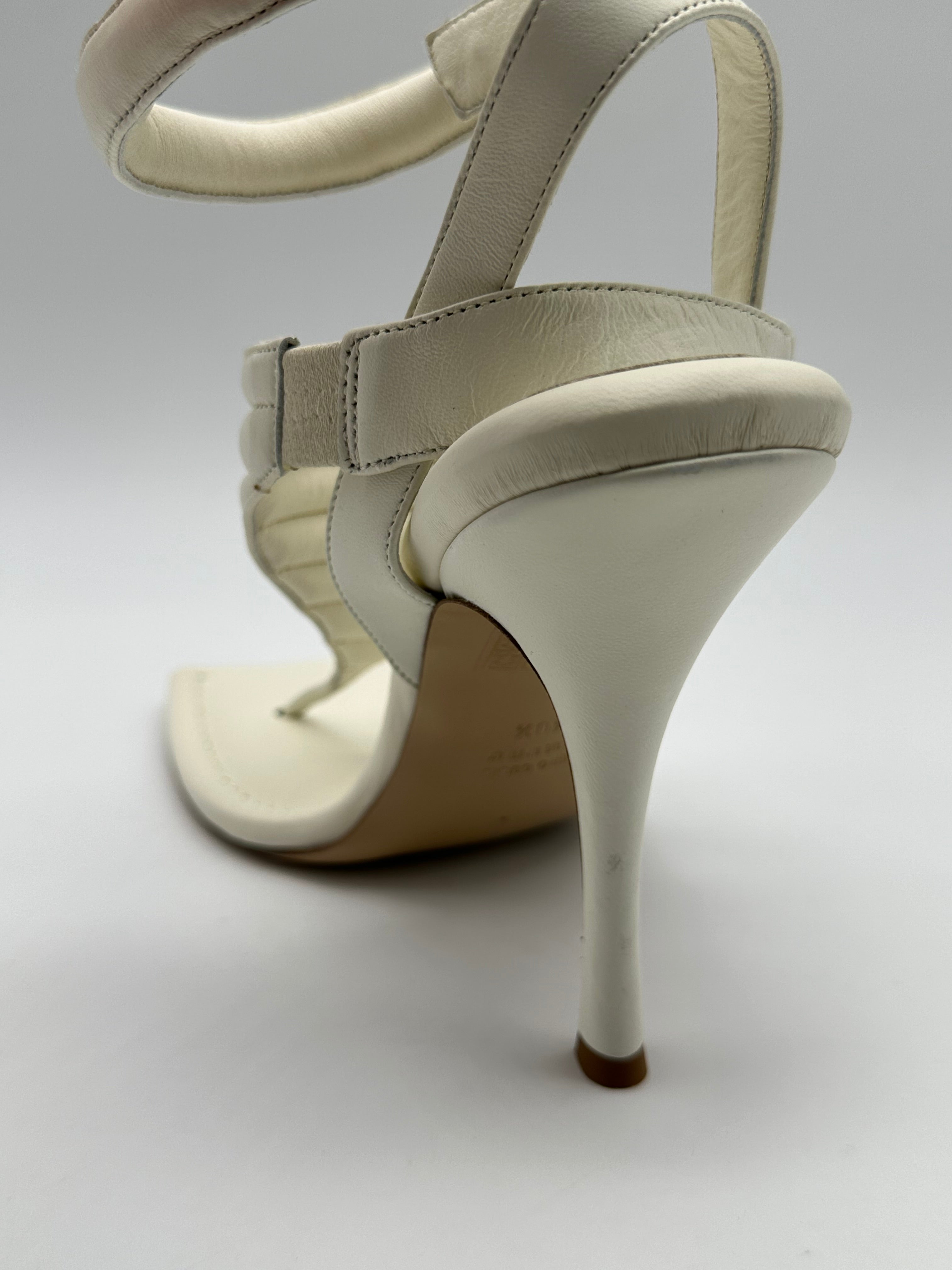 Ivory Leather Band Heeled Sandals
