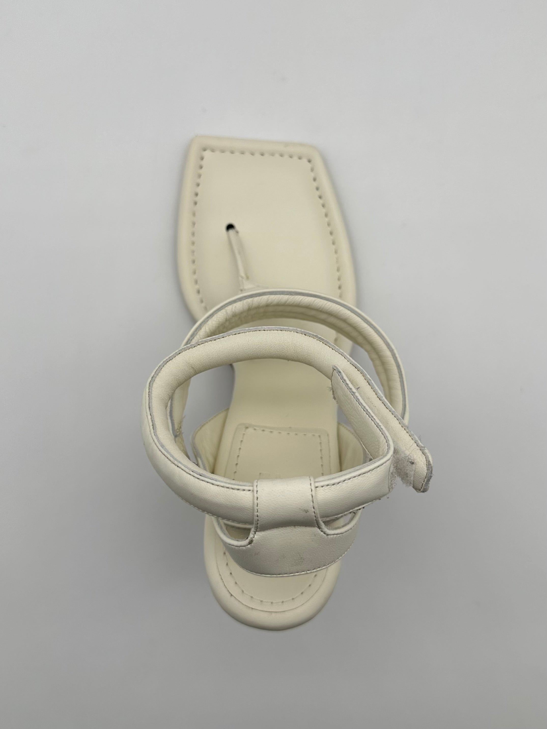 Ivory Leather Band Heeled Sandals