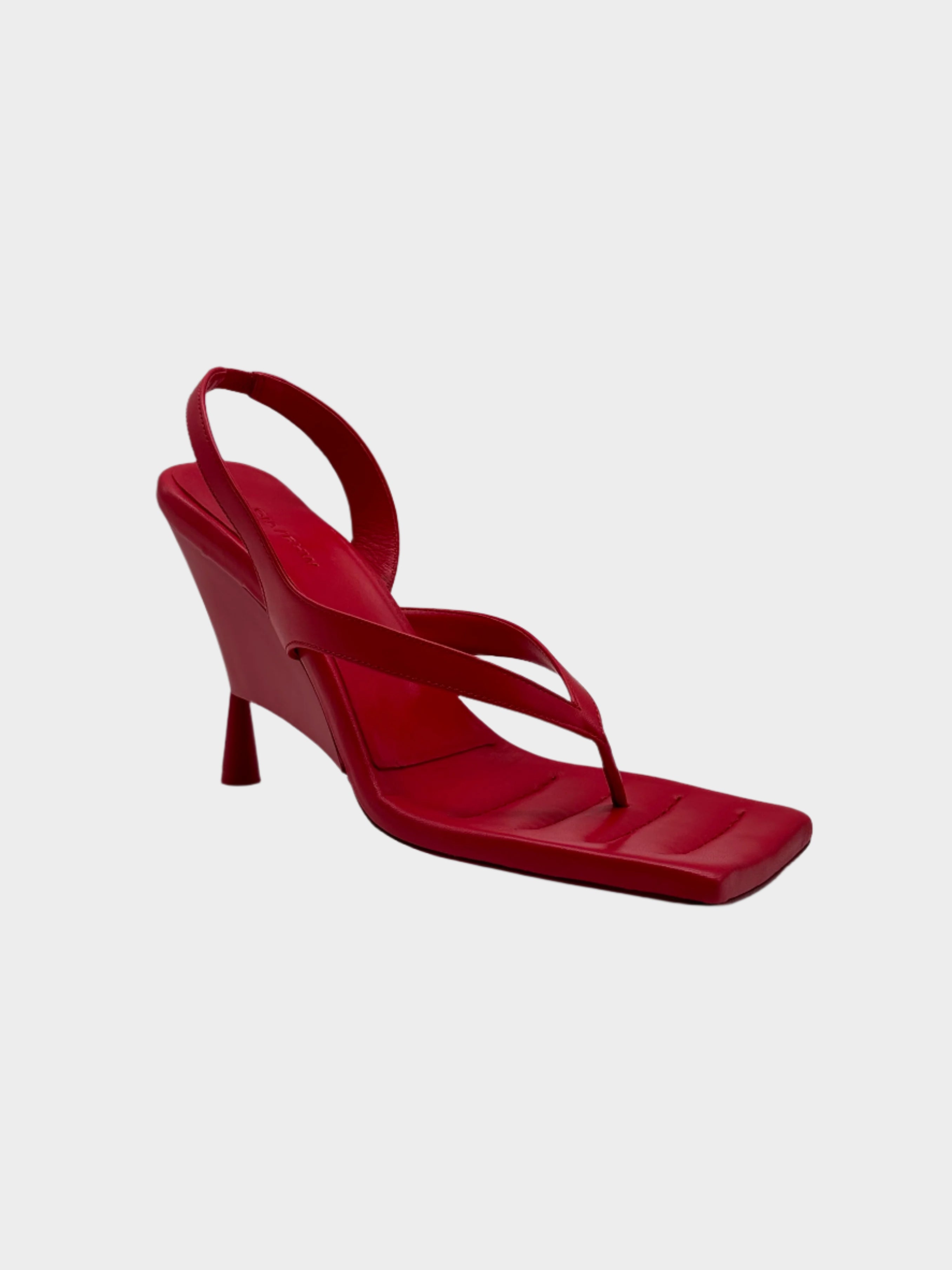Red Nappa Leather Heeled Sandals