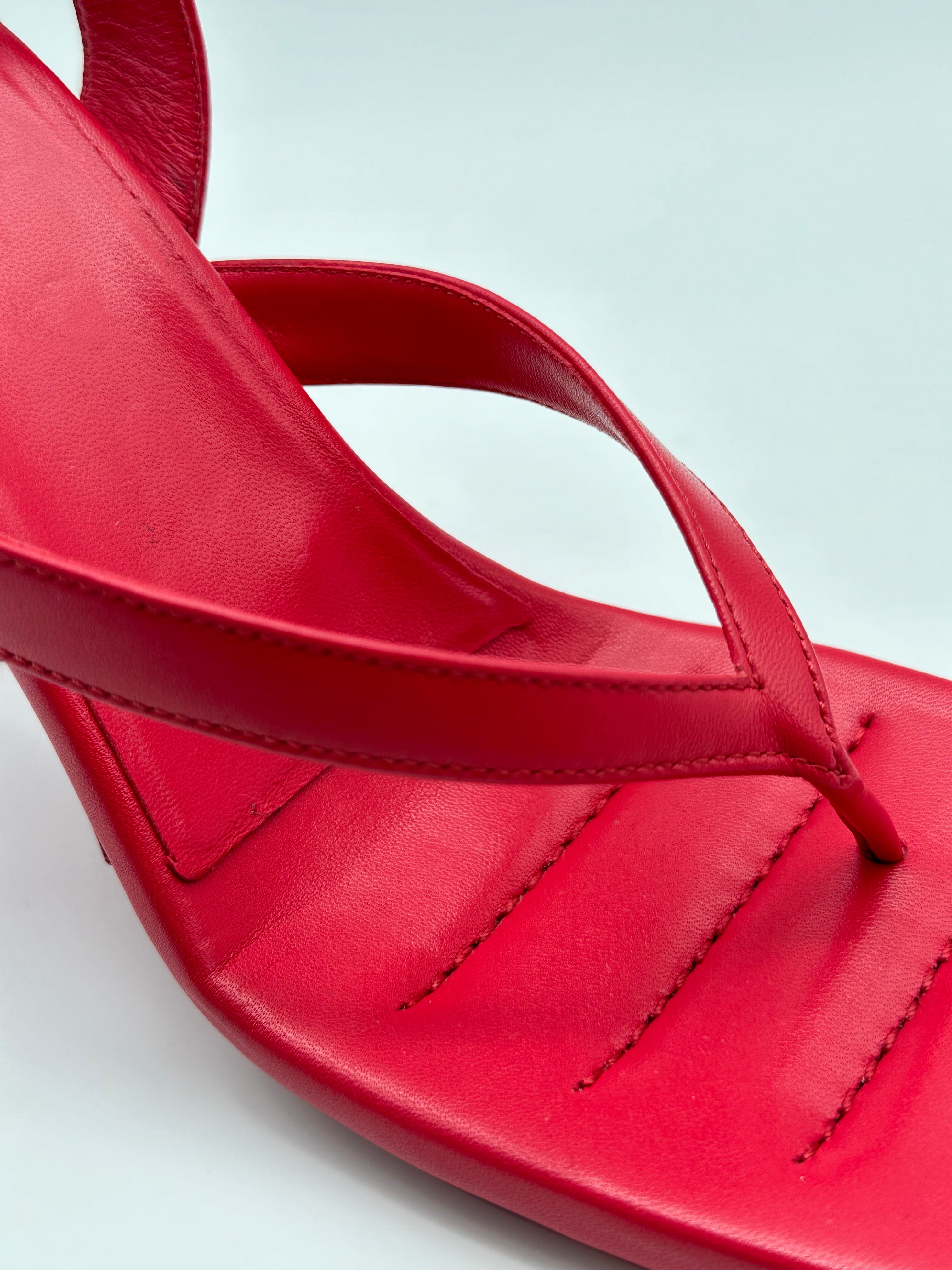 Red Nappa Leather Heeled Sandals
