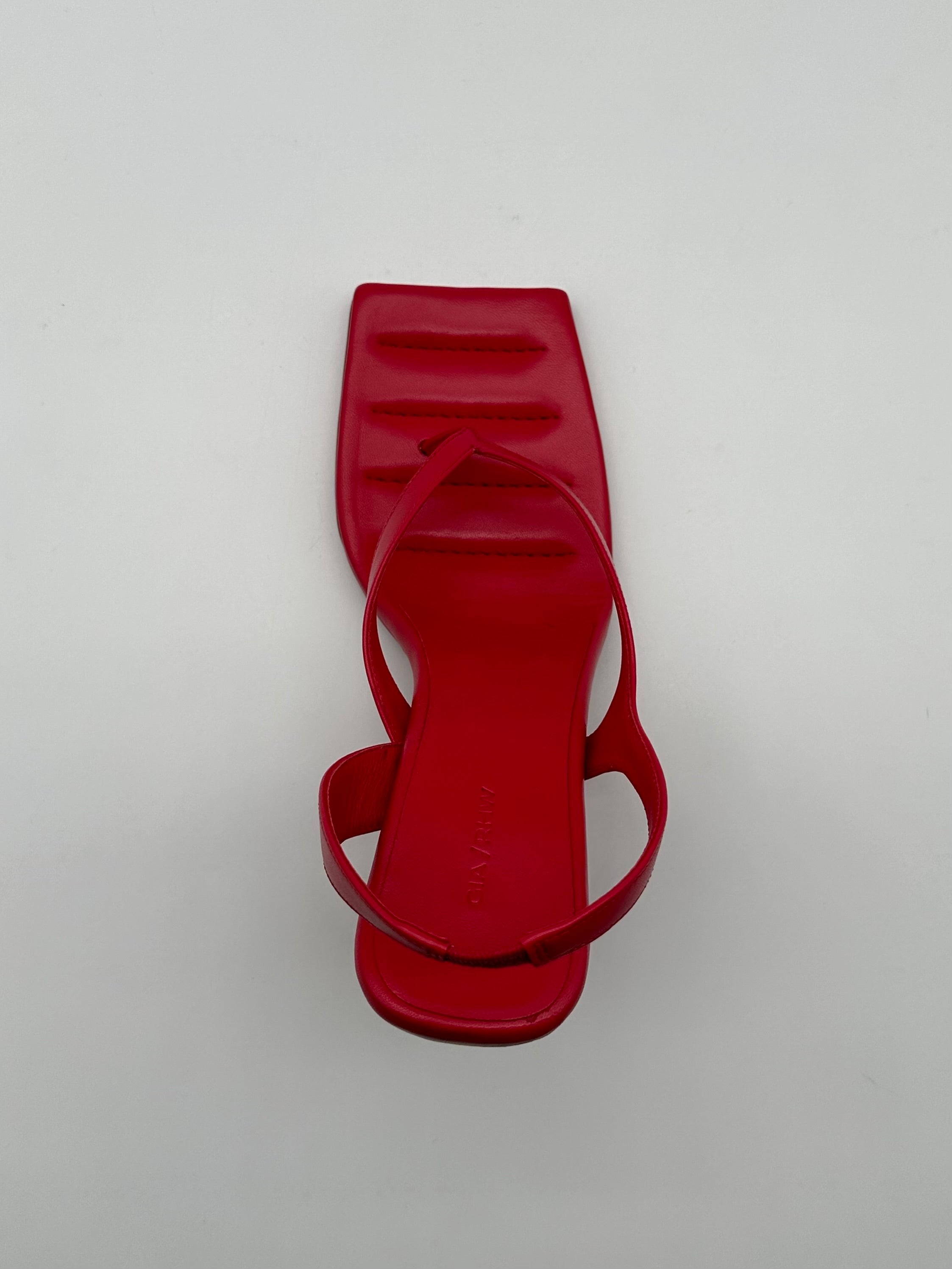 Red Nappa Leather Heeled Sandals