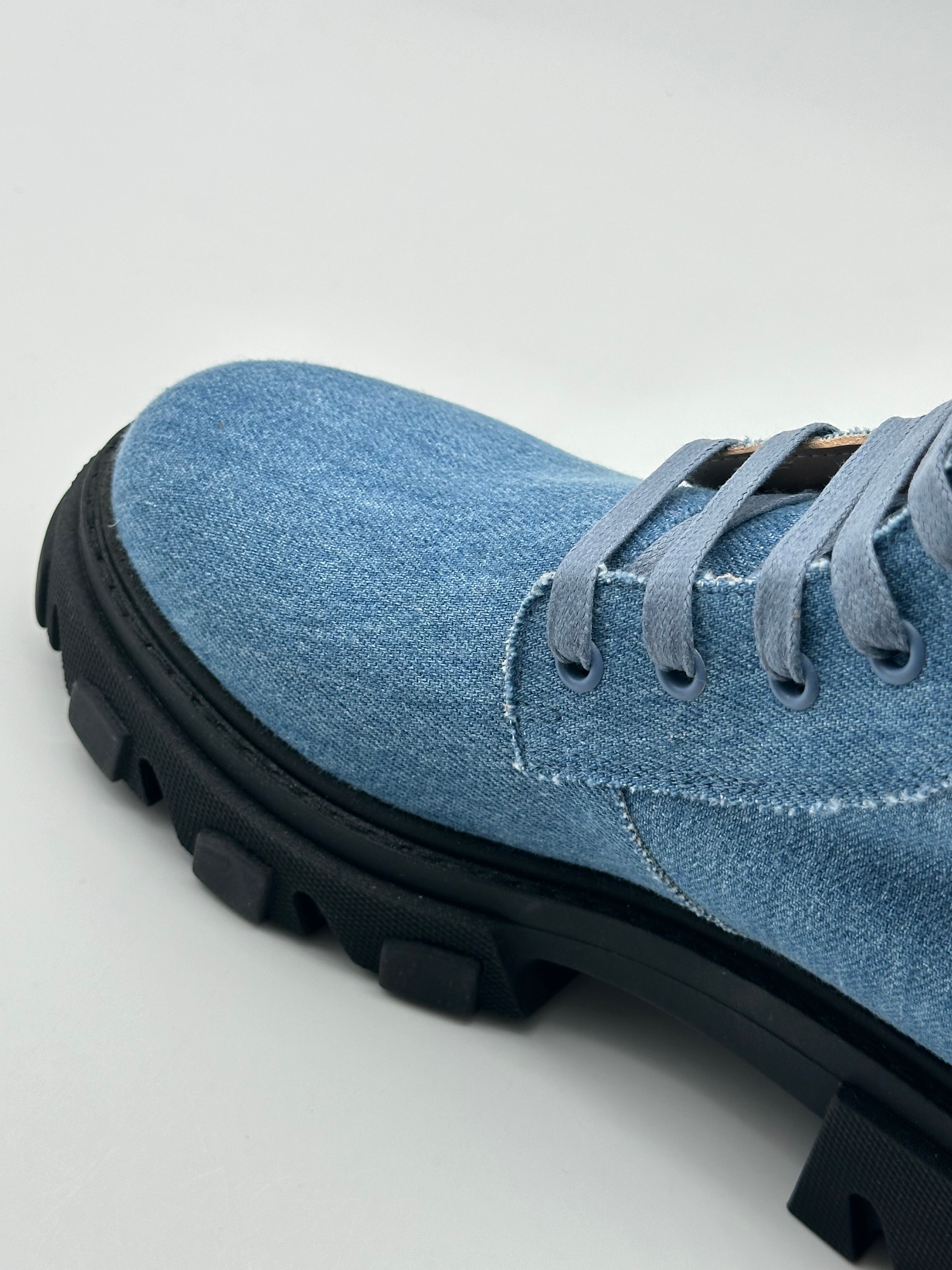 Combat Boot In Denim With Chunky Sole