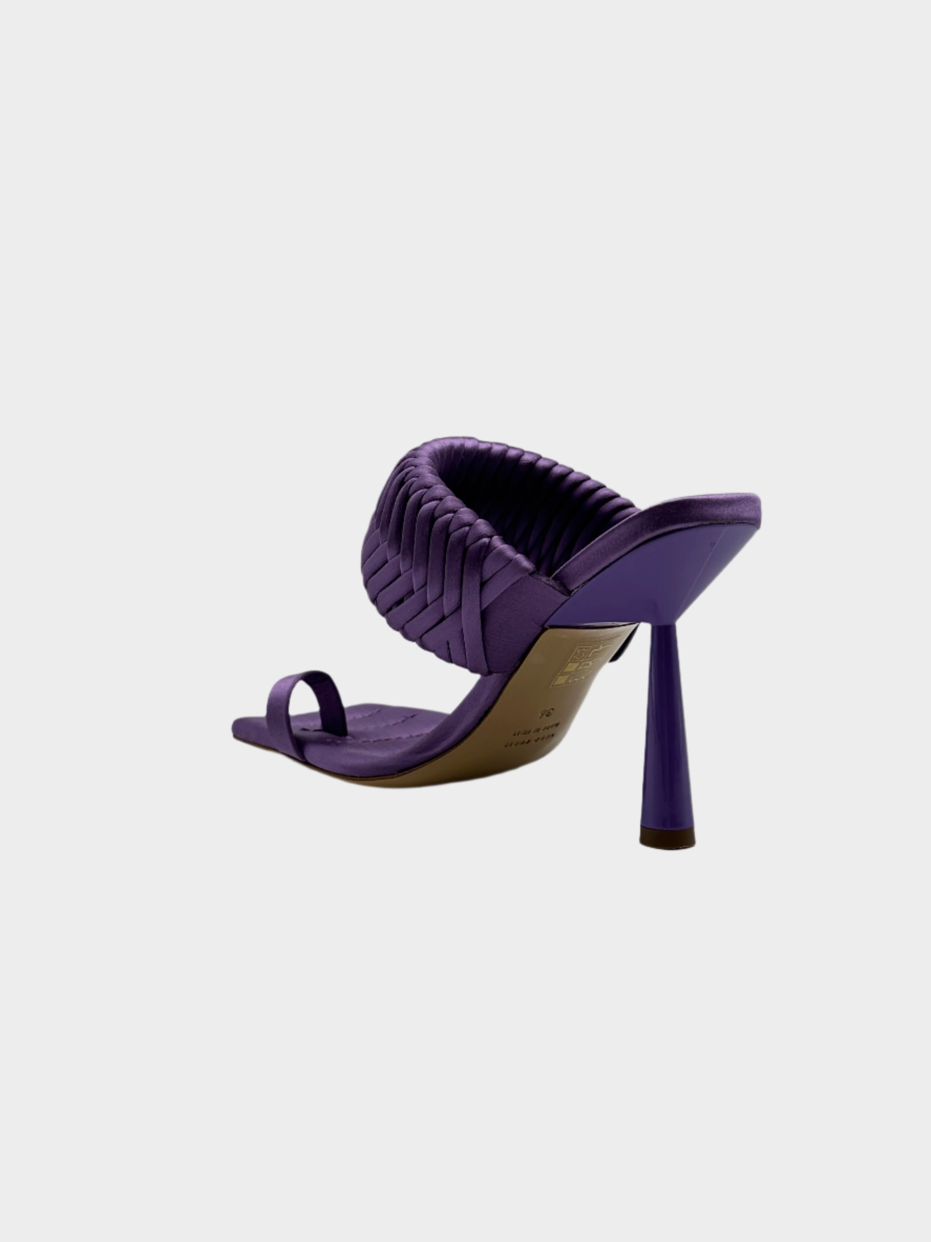 Lavender Satin Sandals With Braided Band And Stem Heel