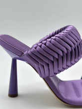 Lavender Satin Sandals With Braided Band And Stem Heel -  | dBlank