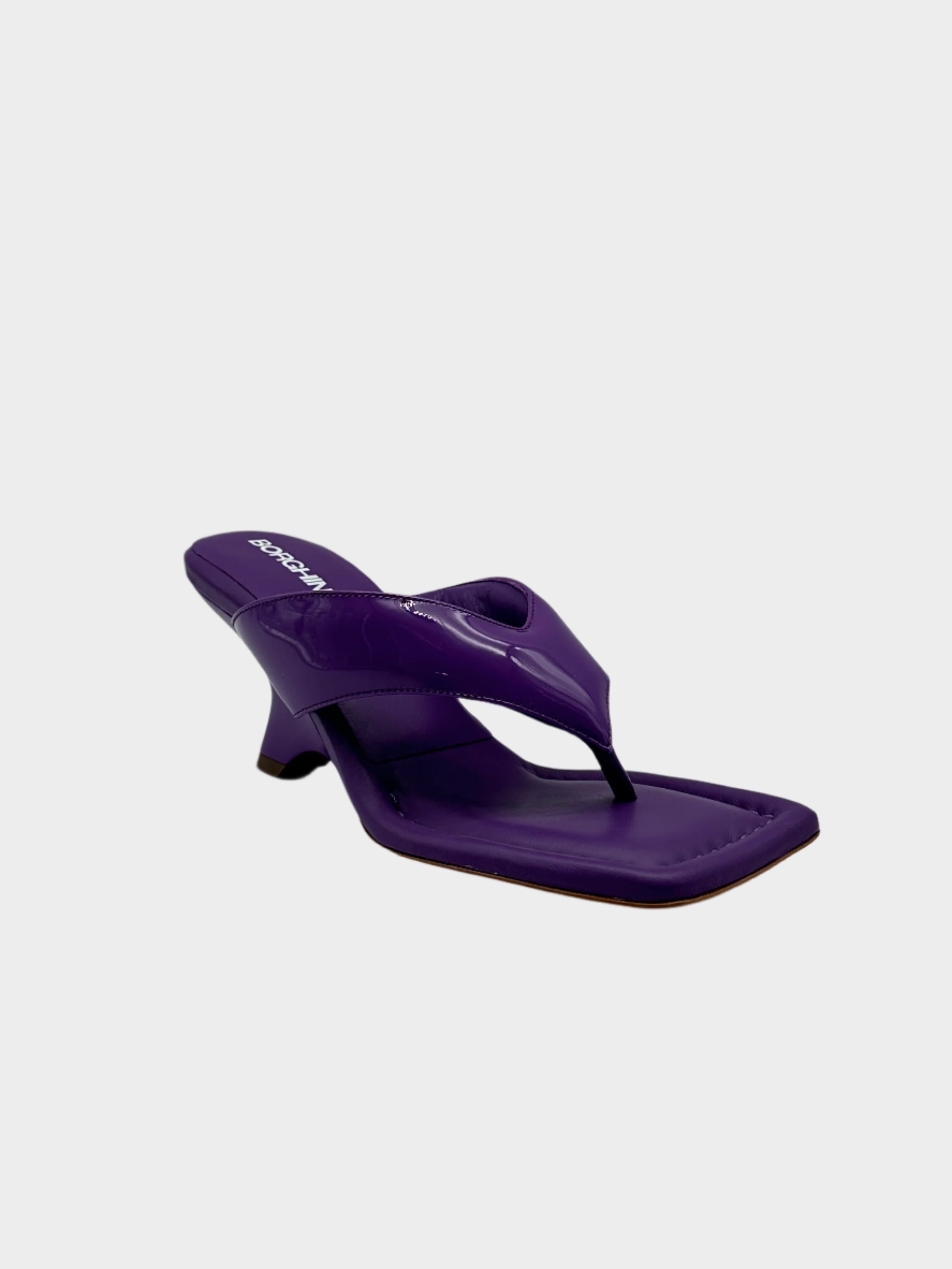 Purple Flip Flops With Sculptural Heel