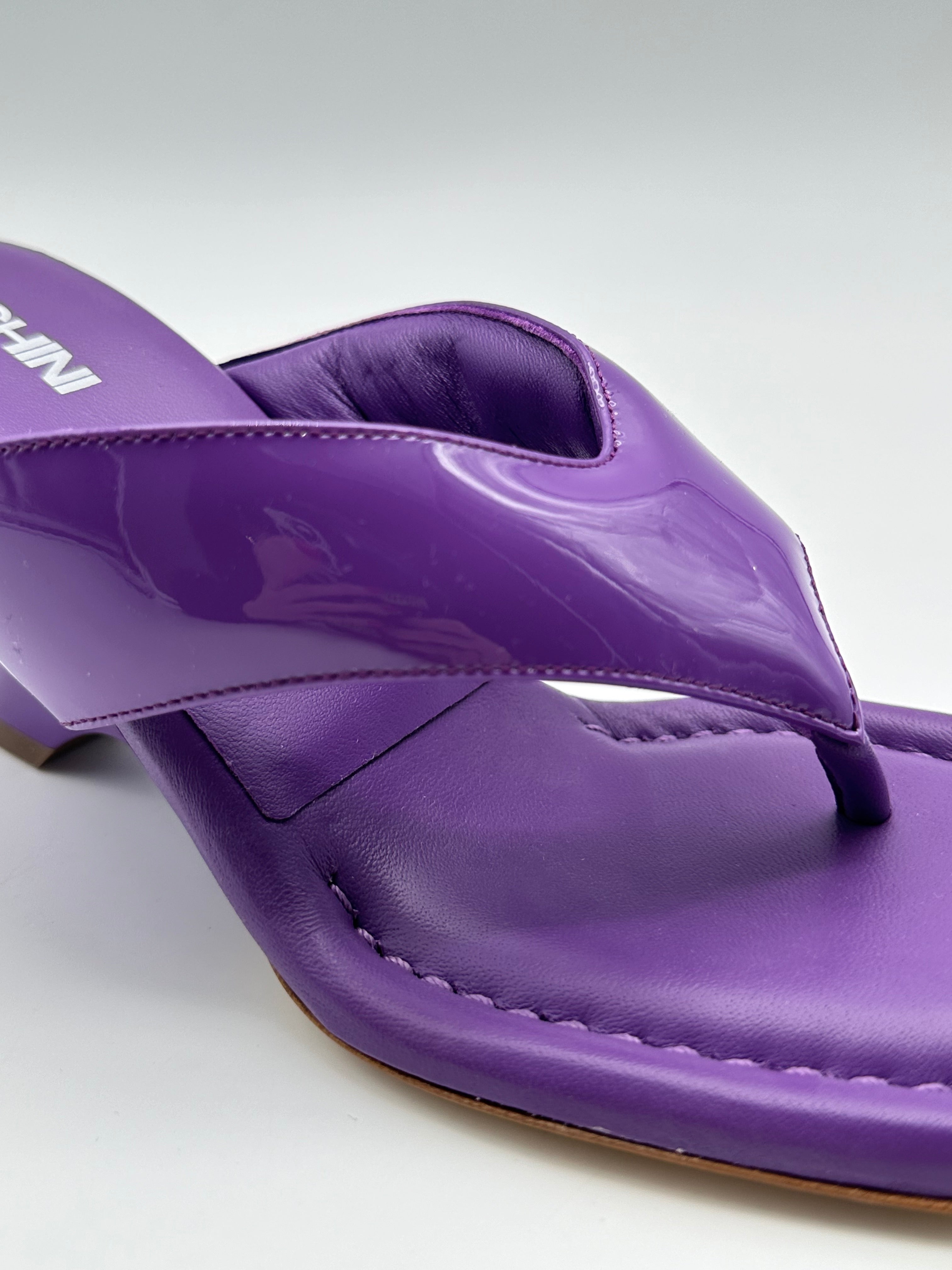Purple Flip Flops With Sculptural Heel