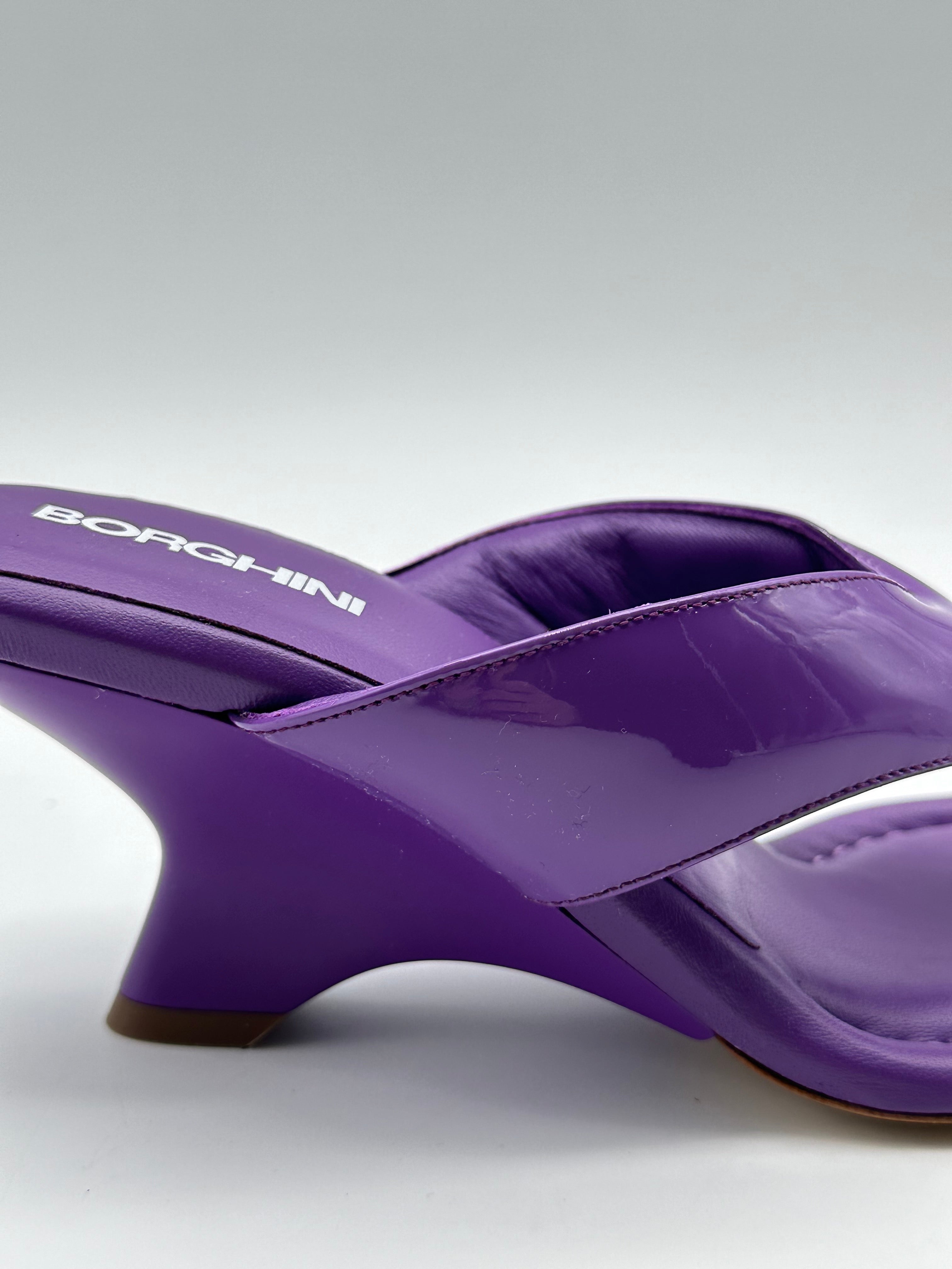 Purple Flip Flops With Sculptural Heel