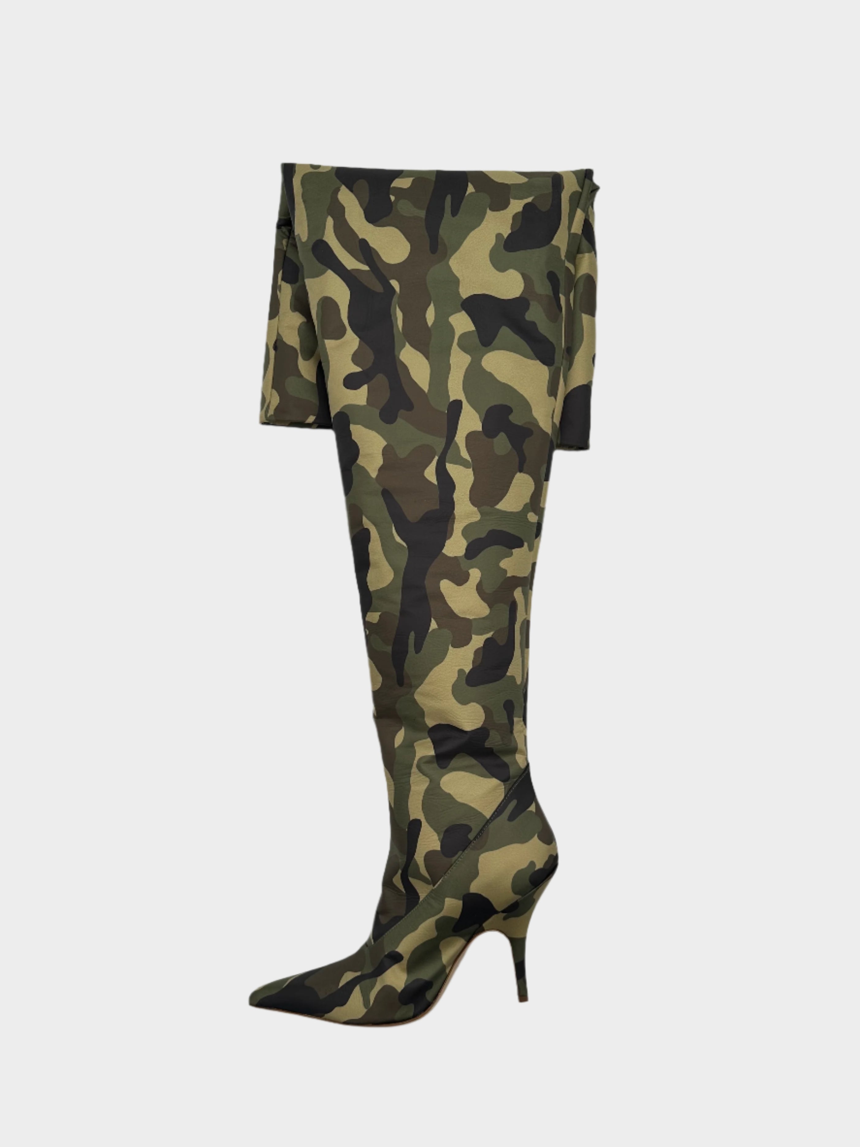 Stivale Overknee Camouflage Con Tacco A Spillo