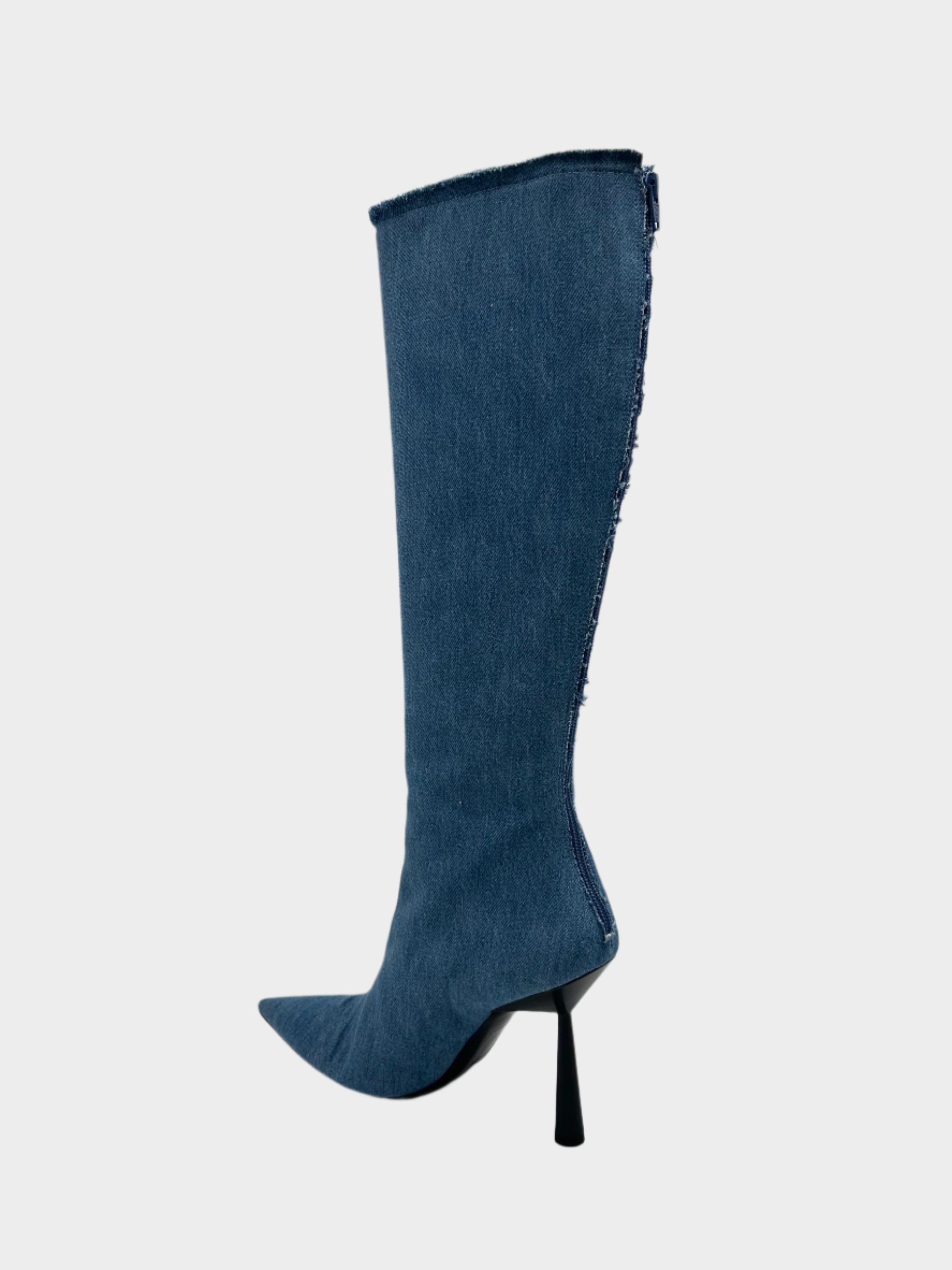 High Denim Boot With Pockets