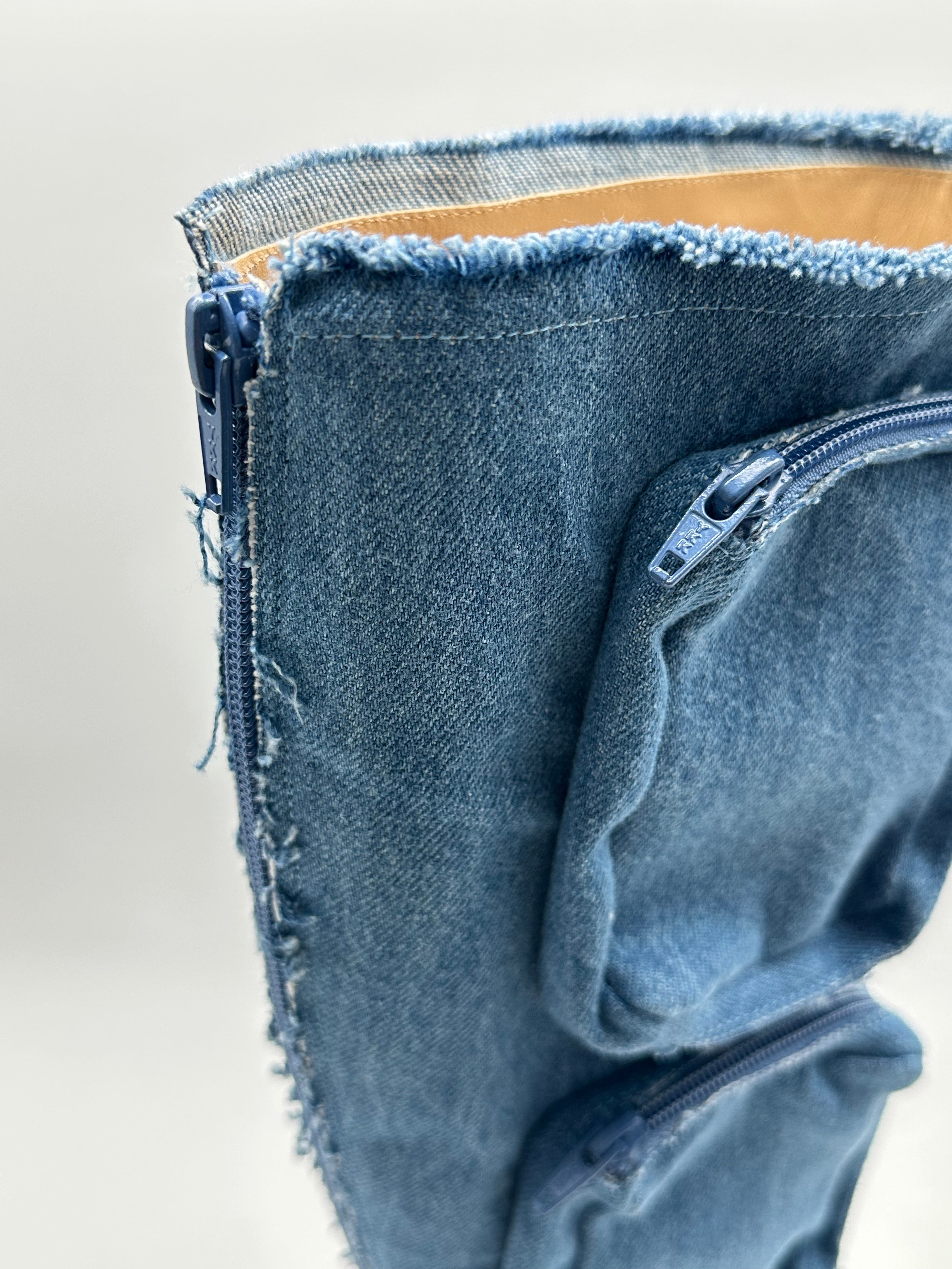 High Denim Boot With Pockets