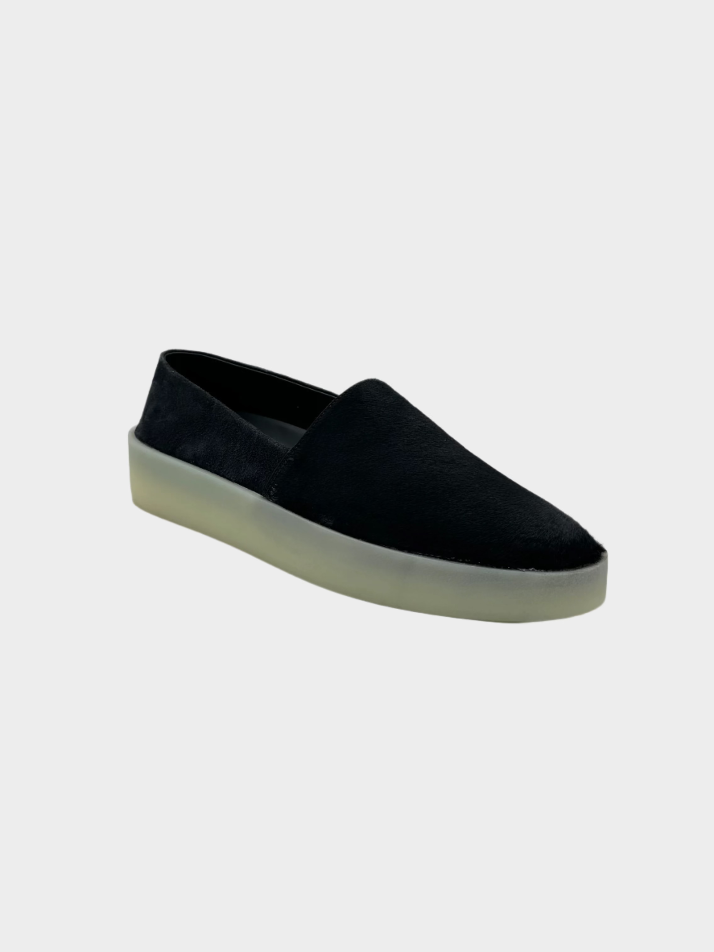 Espadrillas Nere Con Suola In Gomma E Tomaia In Cavallino E Suede