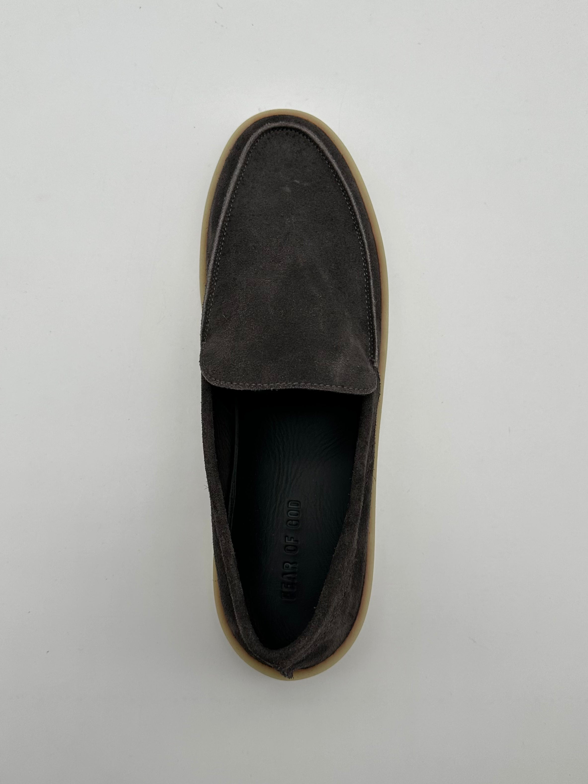 Loafer Grigio In Suede Con Suola In Pelle