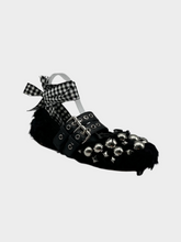 Black Eco Shearling Ballerinas With Studs And Ribbons -  | dBlank
