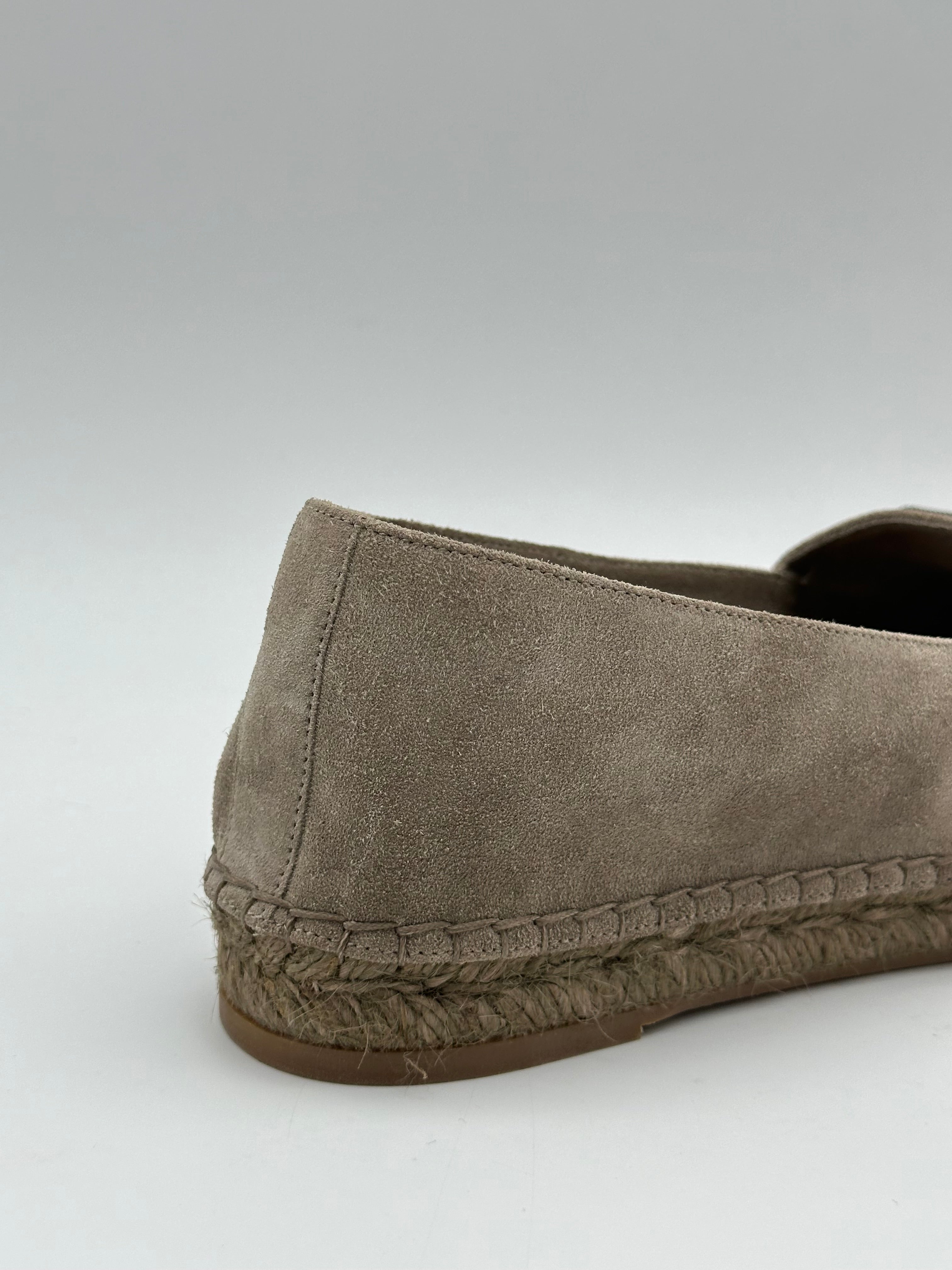 Brown Suede Espadrilles With Decorative Technical Lace